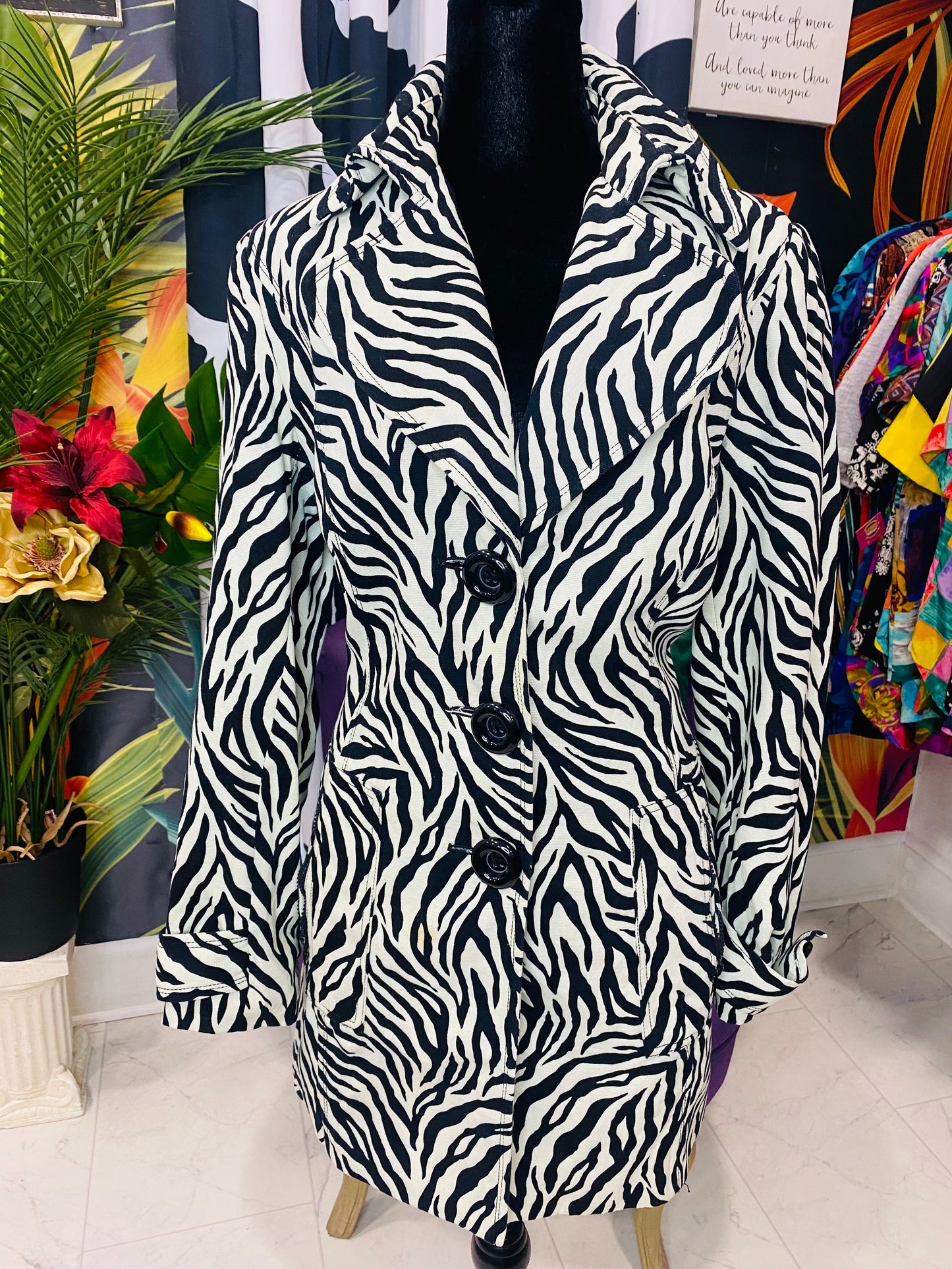 Zebra Print Short Trench Coat