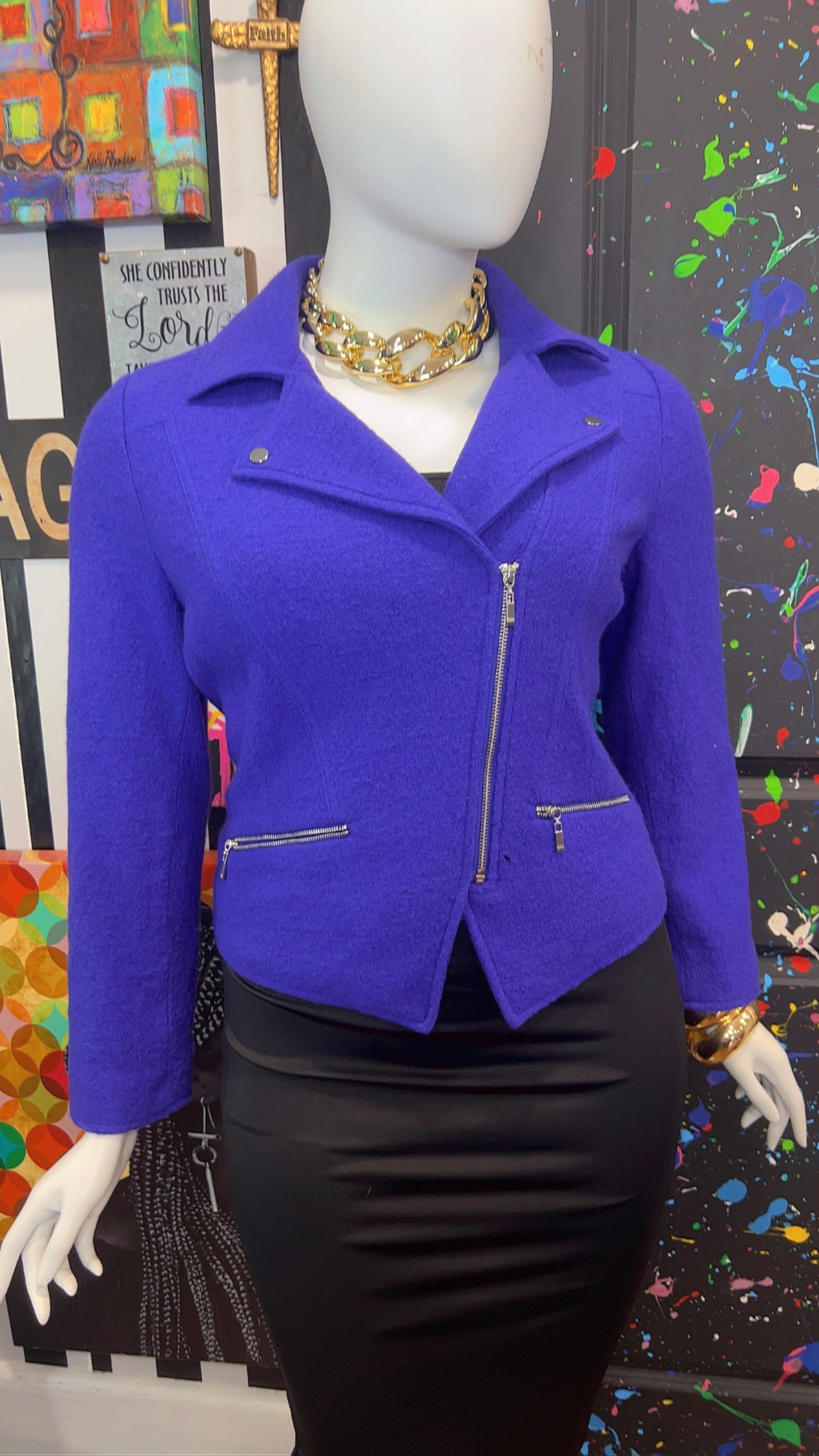 Vintage Cropped Purple Blazer (14)