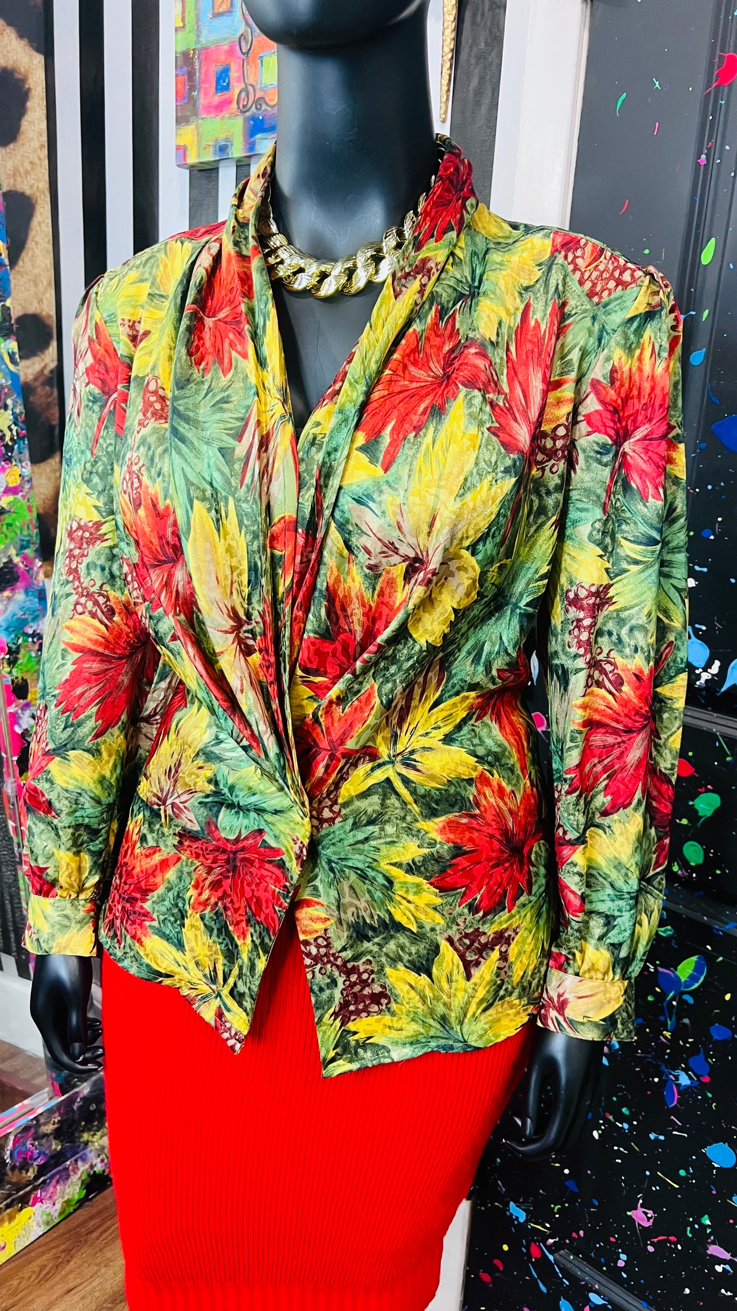 Vintage Floral Two Button Blazer (18W)