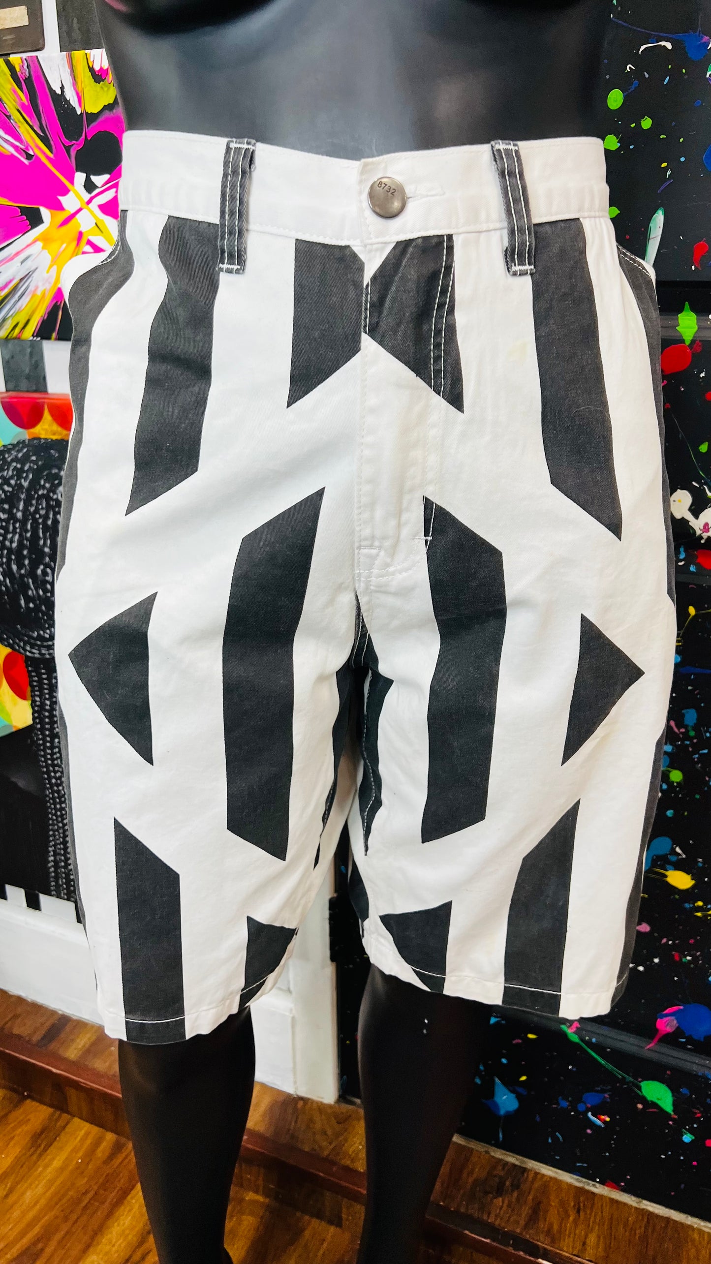 Vintage Denim Black & White Shorts (16)