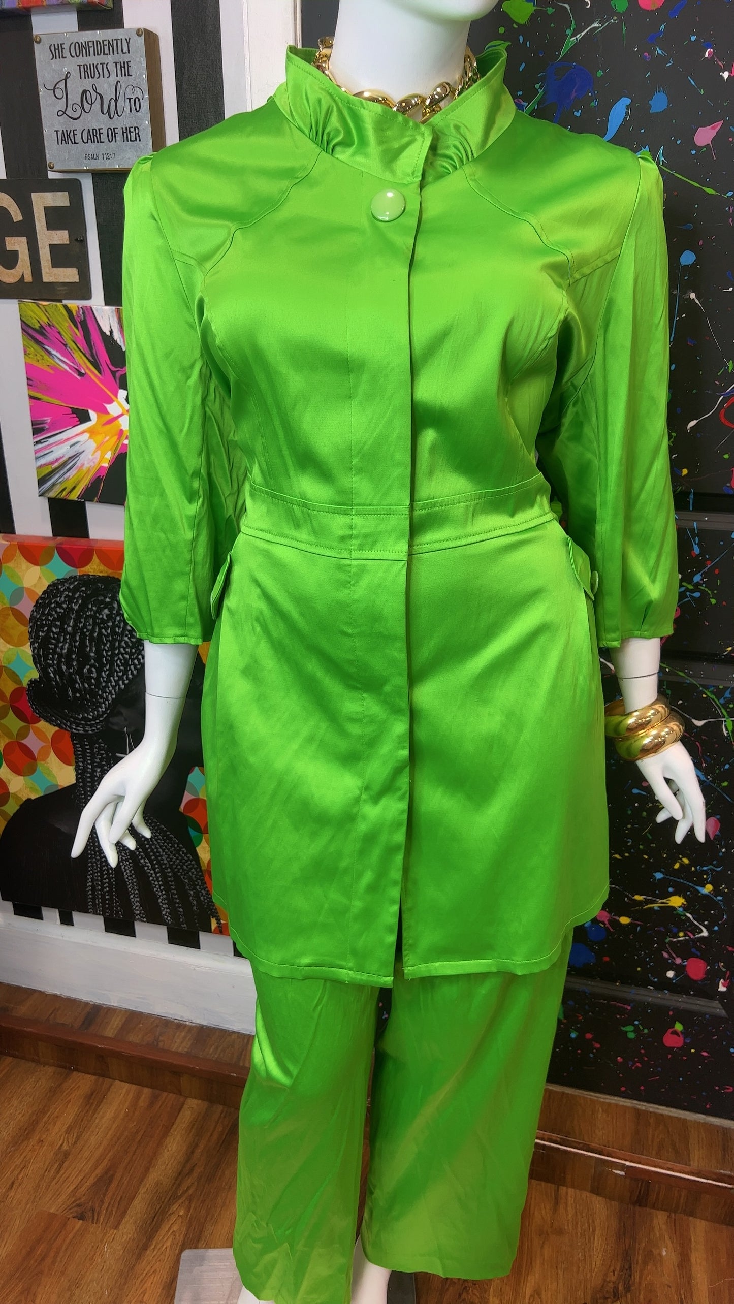 Vintage Vibrant Green Pants Set (24)