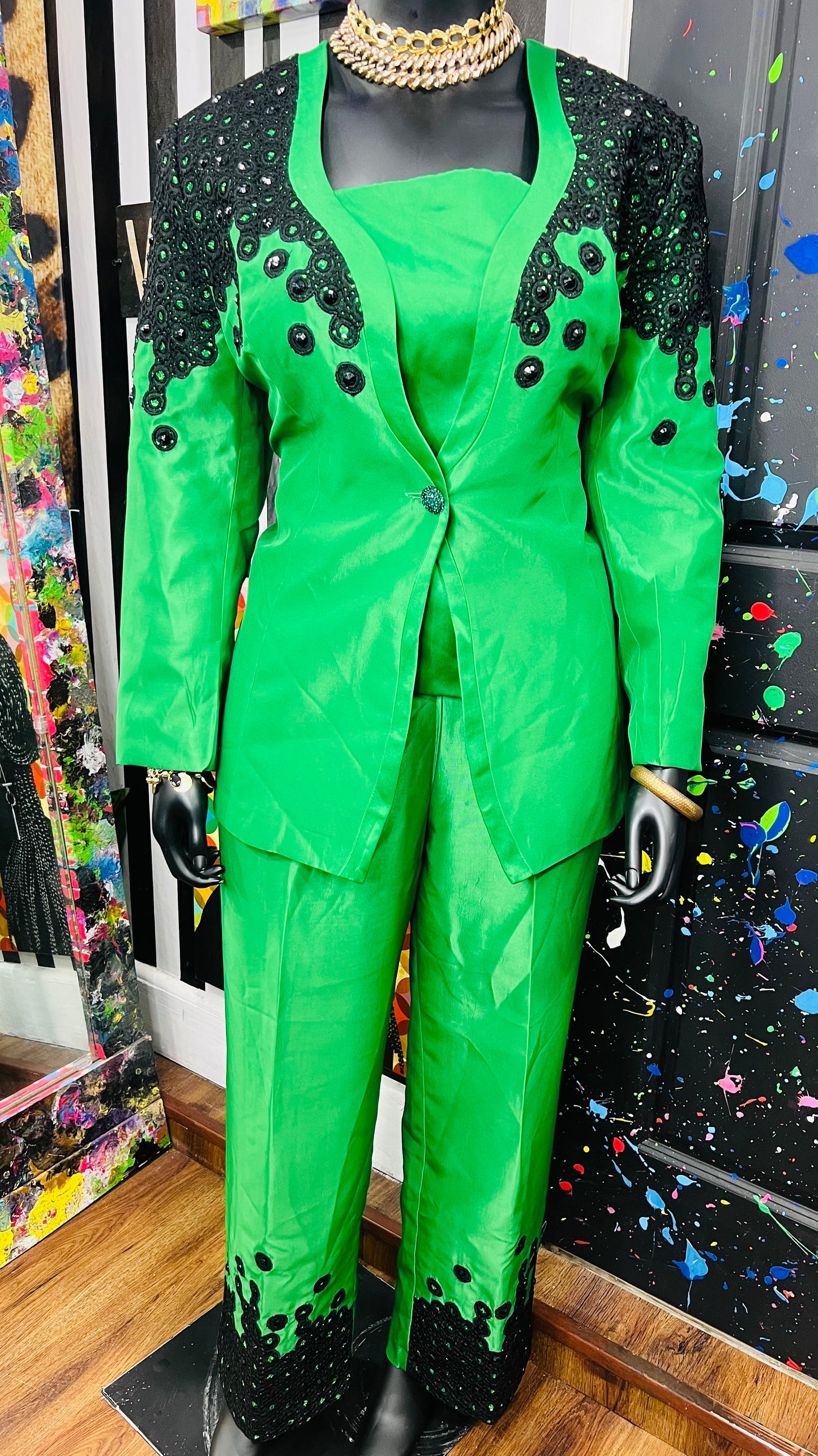 Vintage Green & Black Suit (22)