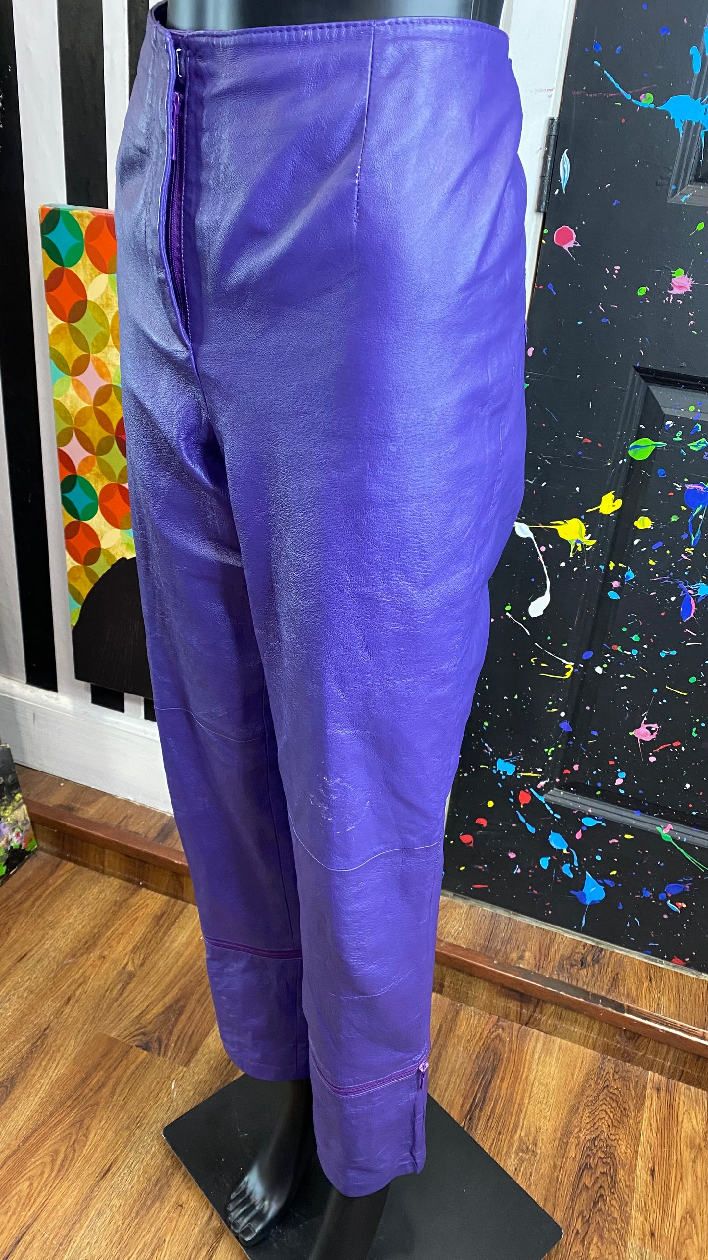 Vintage Genuine Leather Purple Convertible Pants to Capris (12)