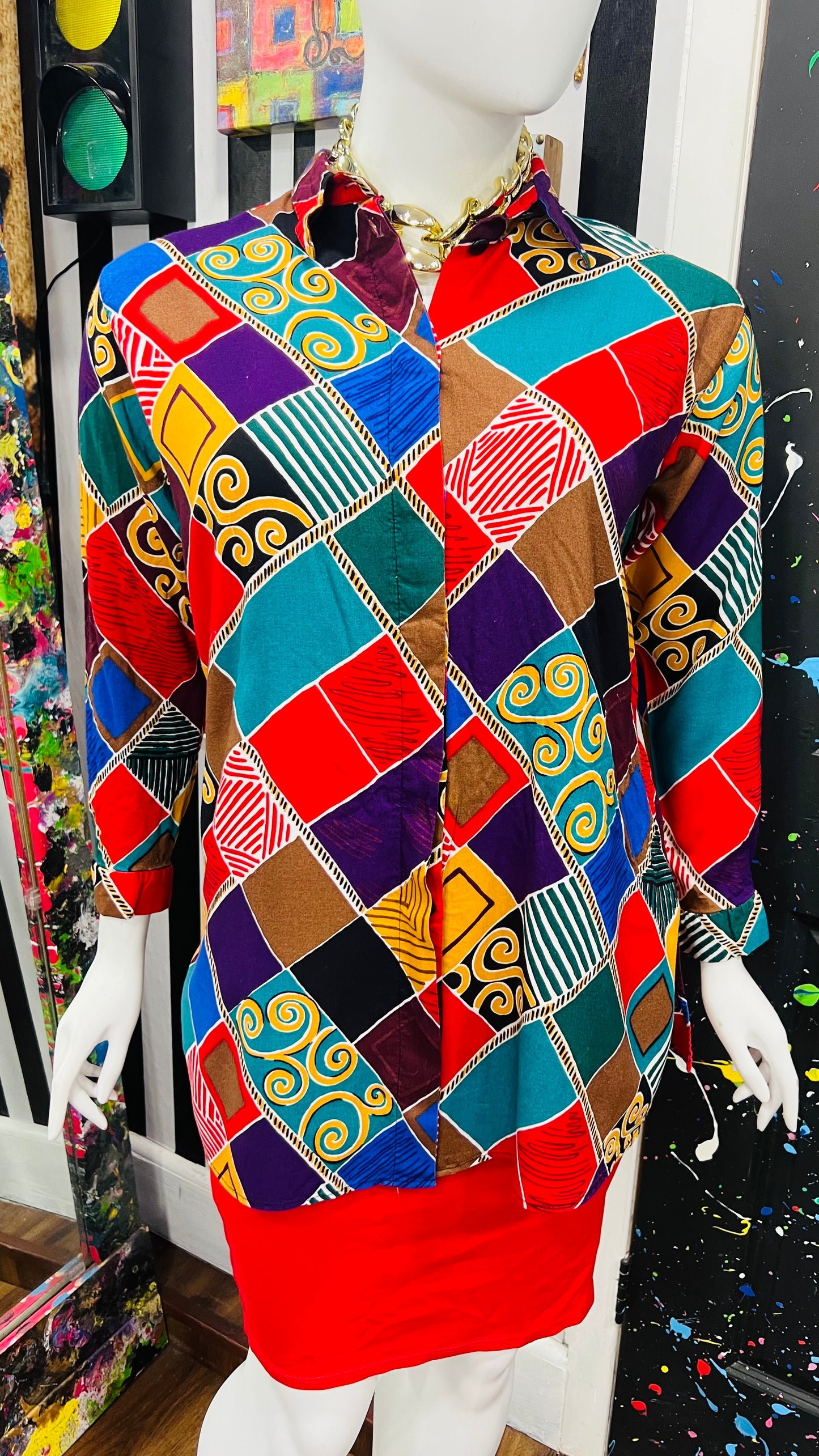Vintage Rayon Abstract Blouse (22/24)