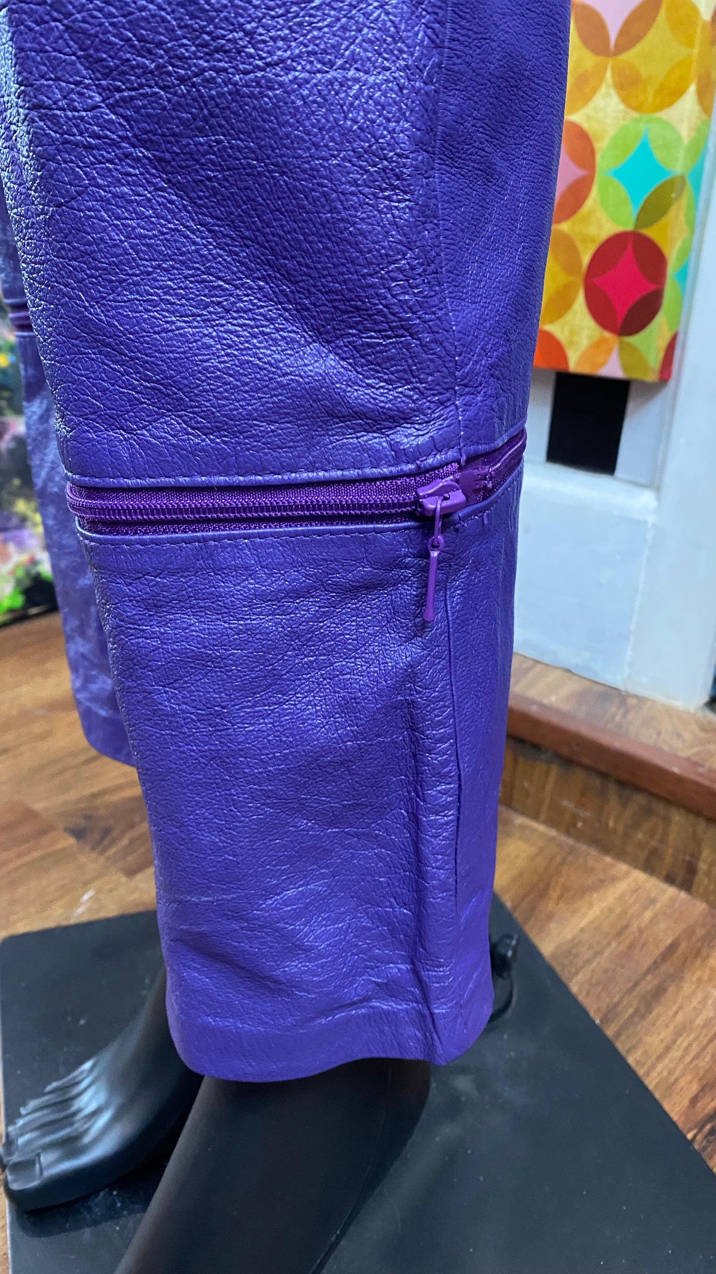 Vintage Genuine Leather Purple Convertible Pants to Capris (12)