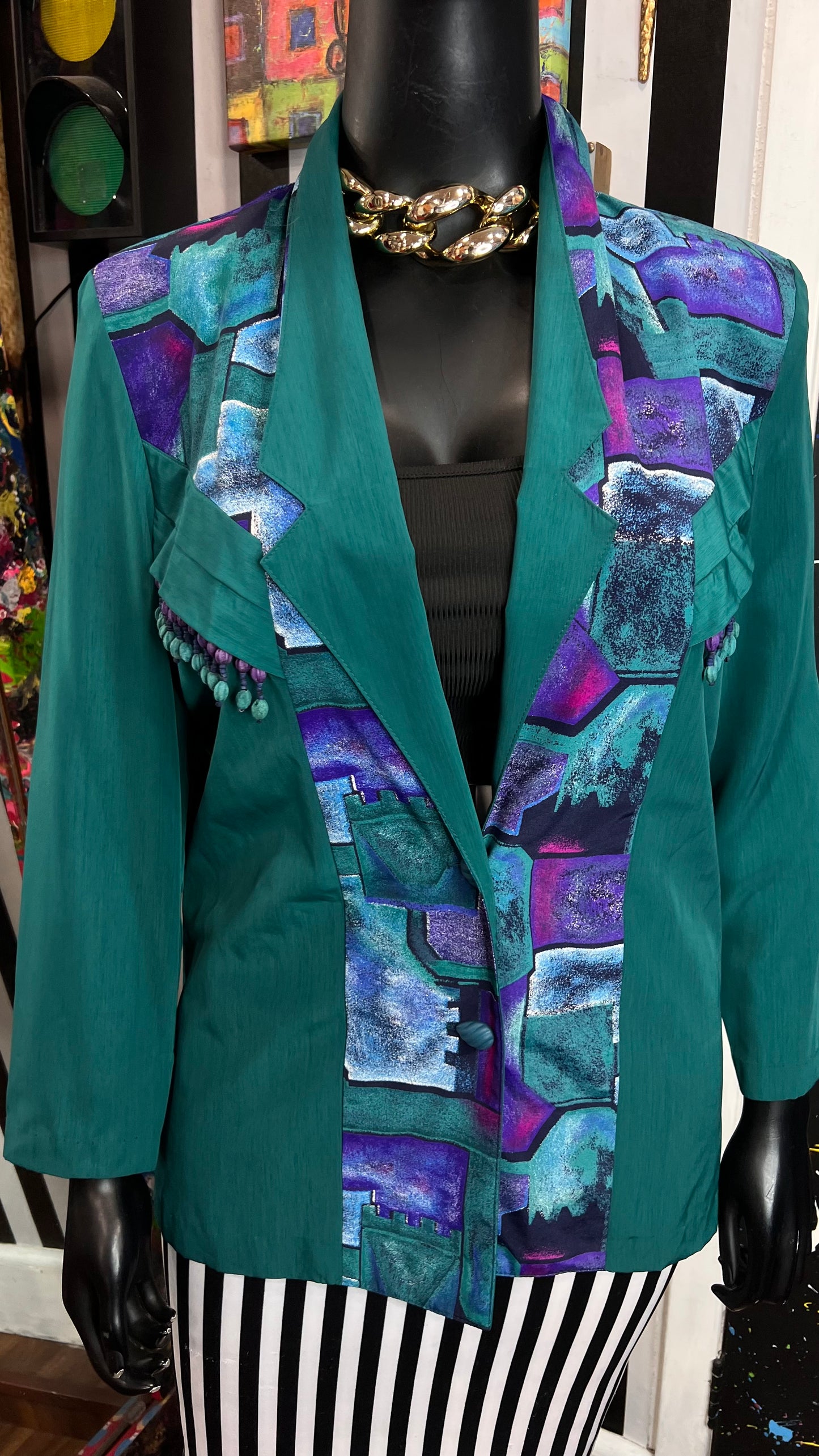 Vintage Teal City Girl Blazer (12/14)