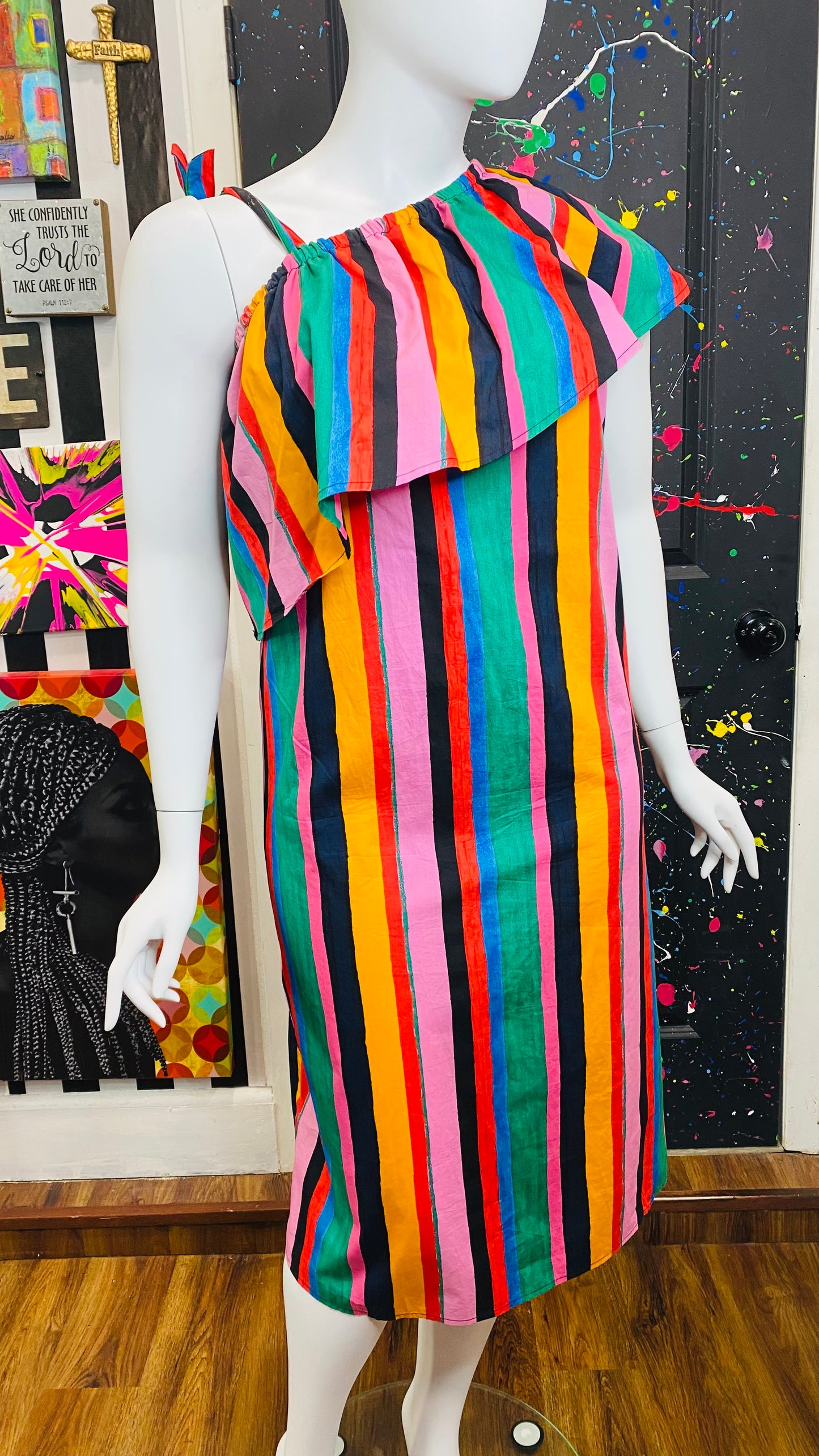 Striped One Shoulder Sun Dress (20)