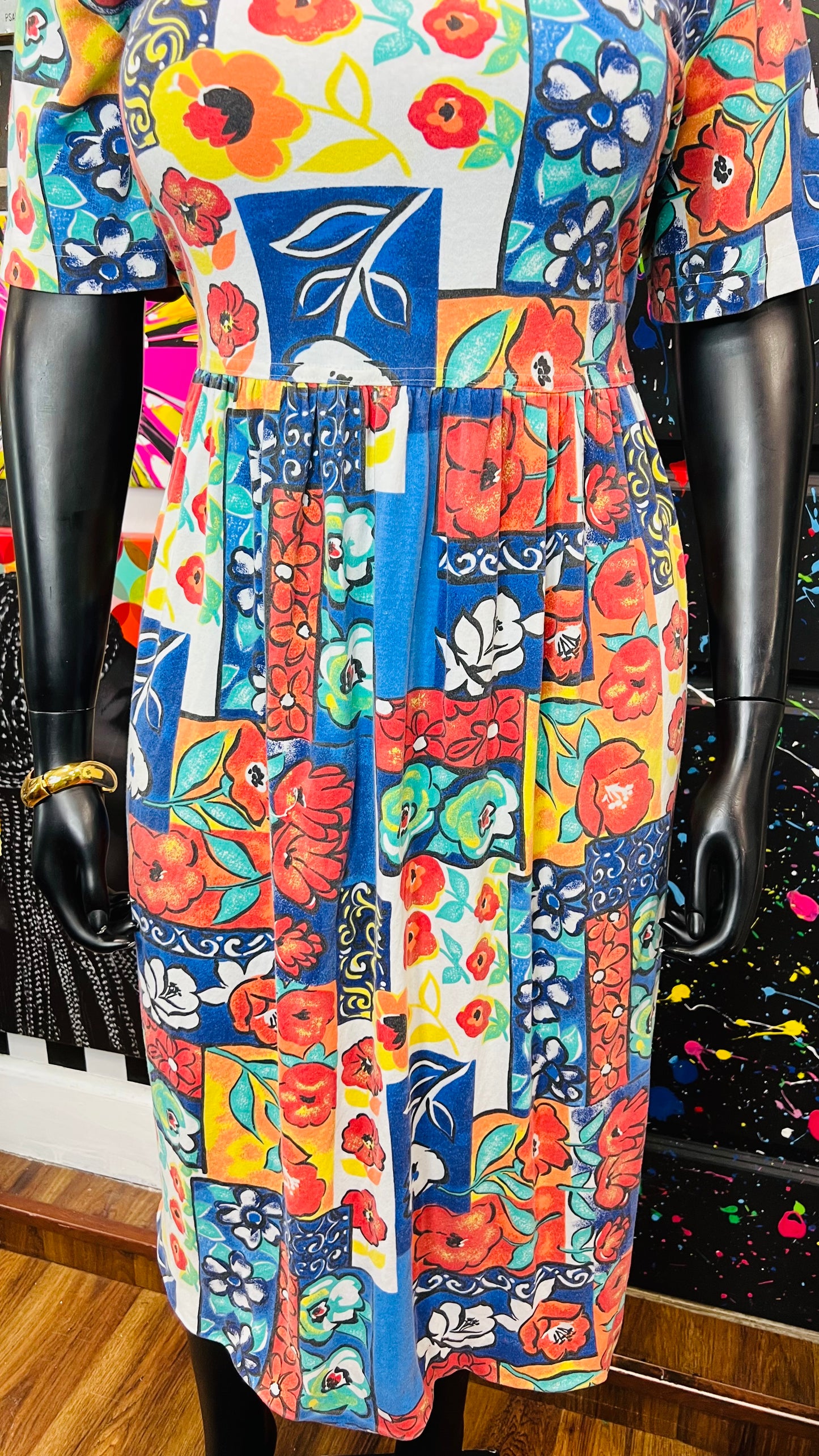 Vintage Distressed Floral Cotton Dress (22)