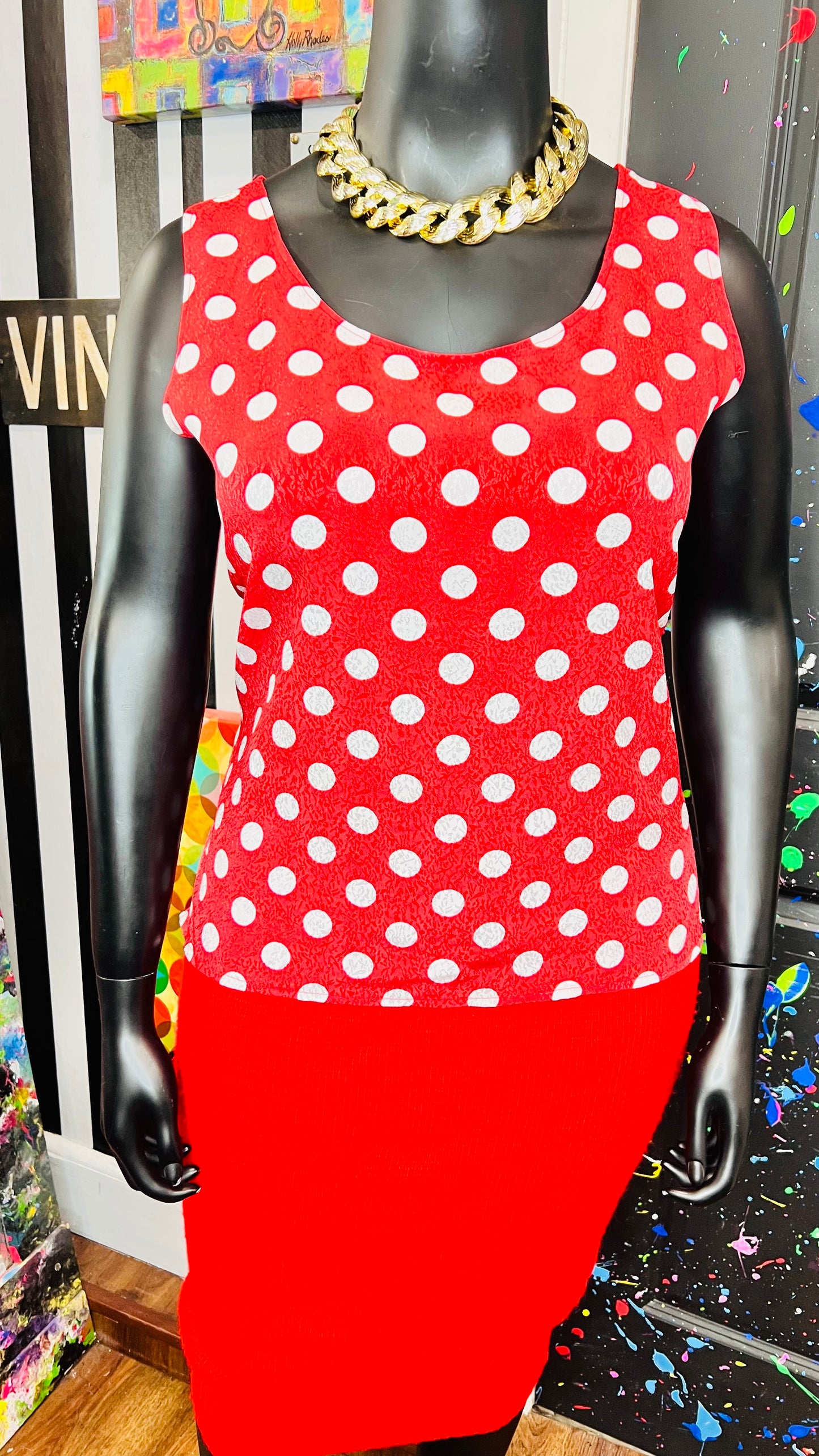 Vintage Polka Dot Red & White Blouse (14)