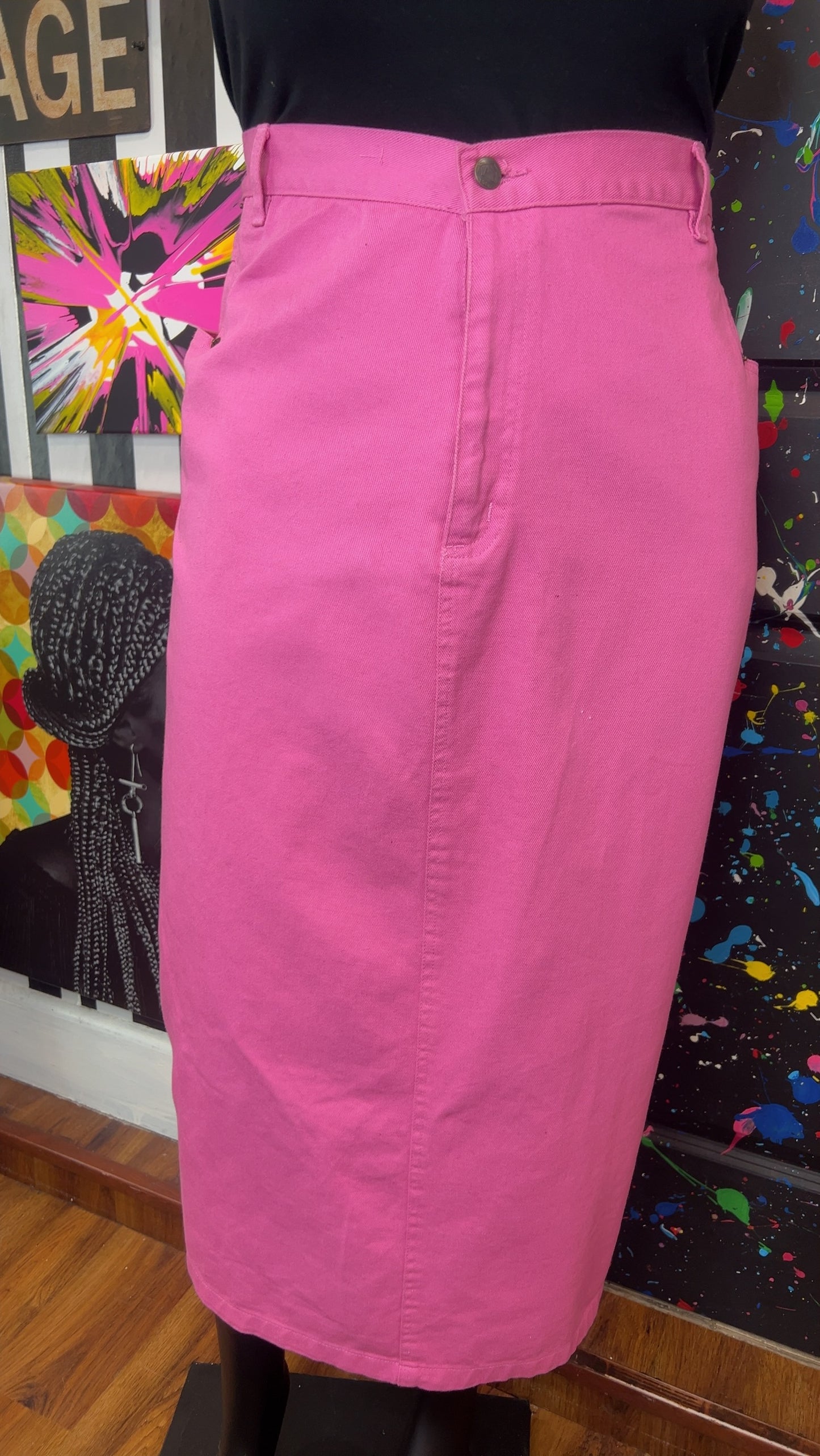 Vintage Pink Denim Skirt (24)