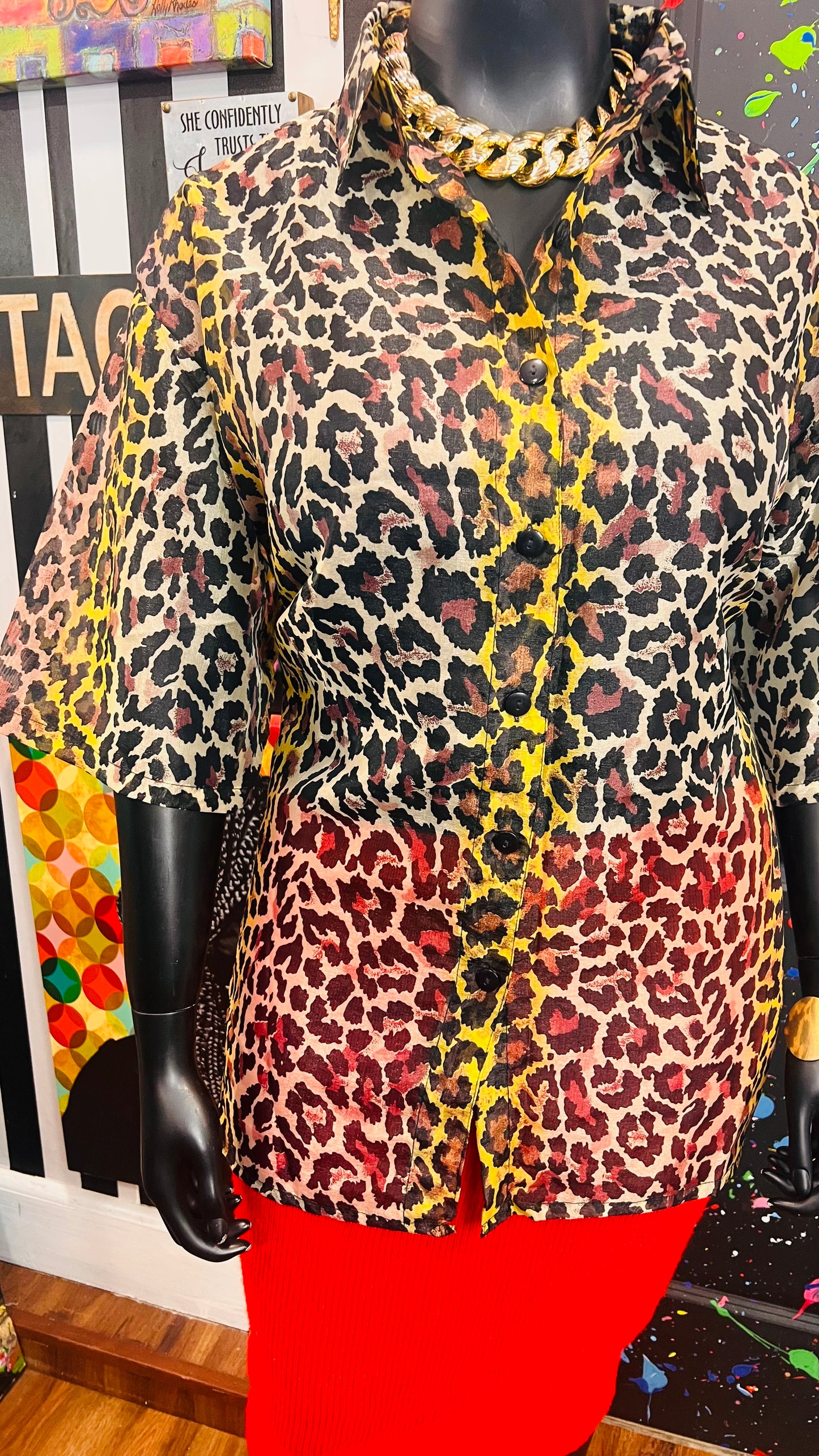 Vintage Deadstock - New w/Tags Sheer Animal Print Blouse (22)