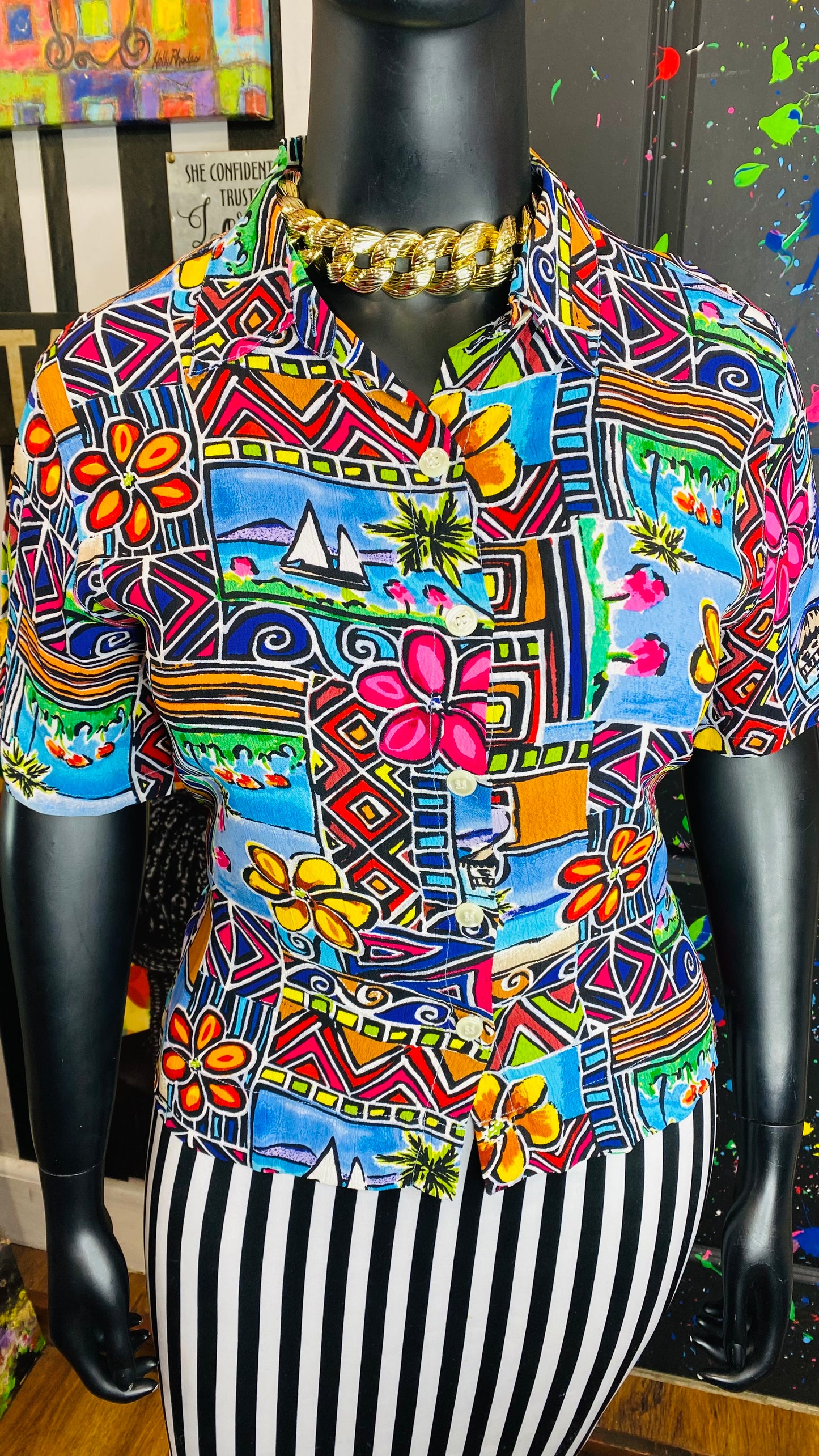 Vintage Cropped Abstract Blouse (12)