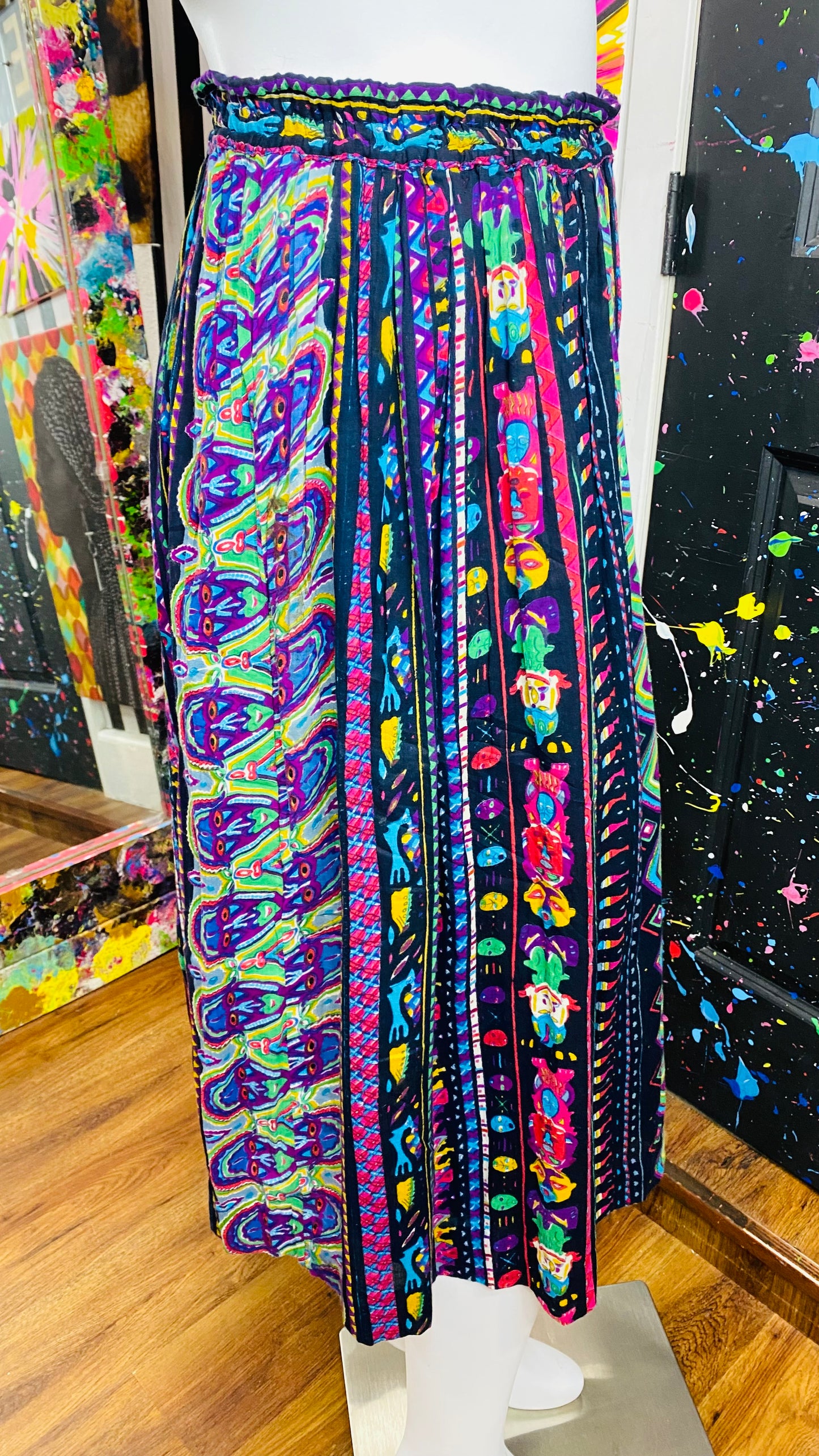 Vintage Rayon Faces Skirt (16)