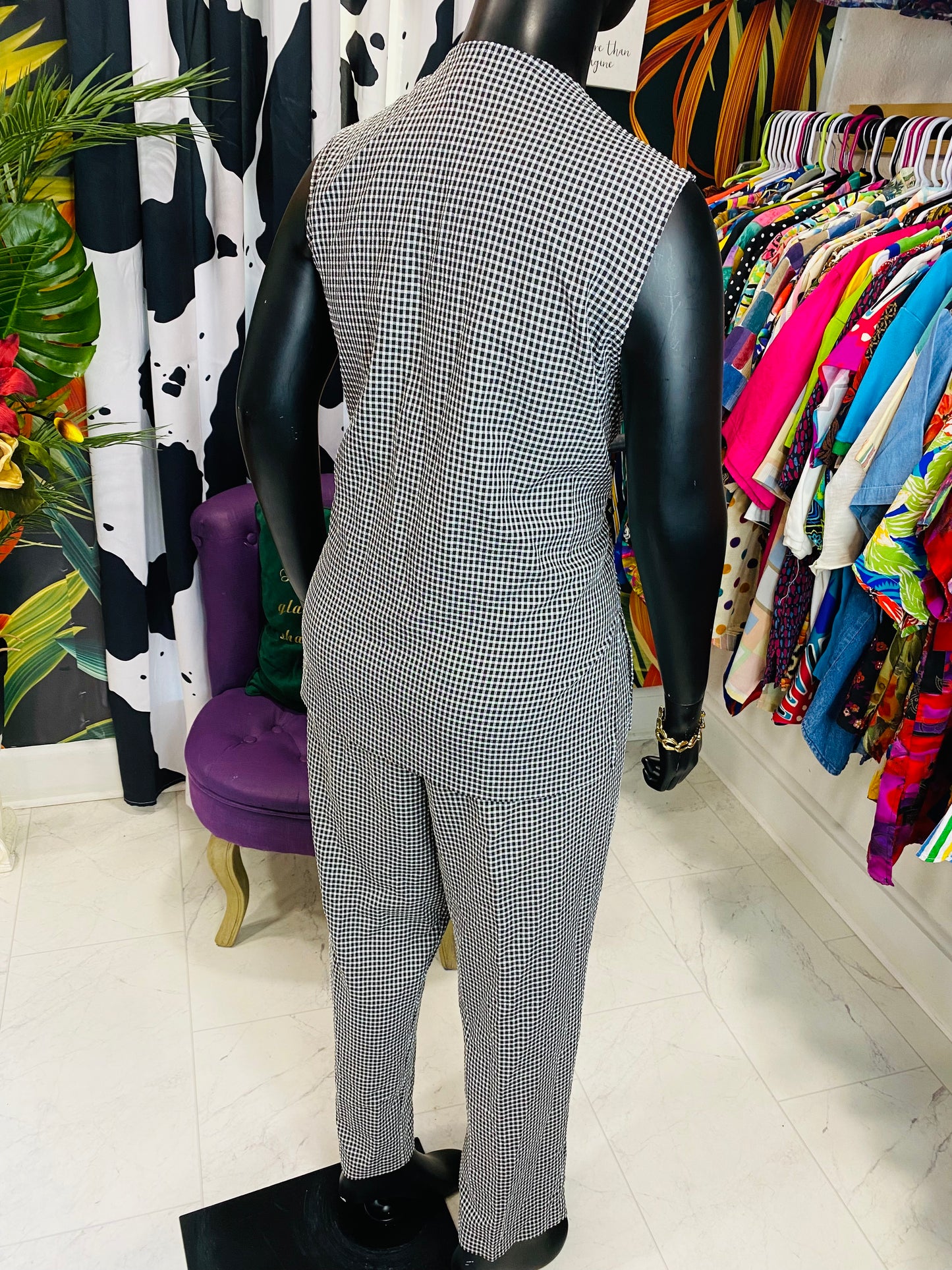 Vintage B&W Sleeveless Pants Set