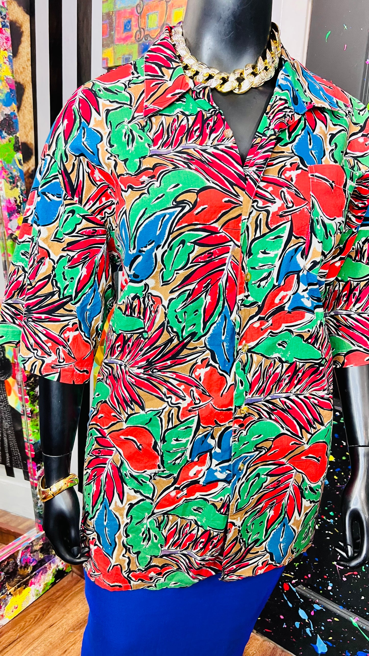 Vintage 80’s Bold Floral Blouse (22)