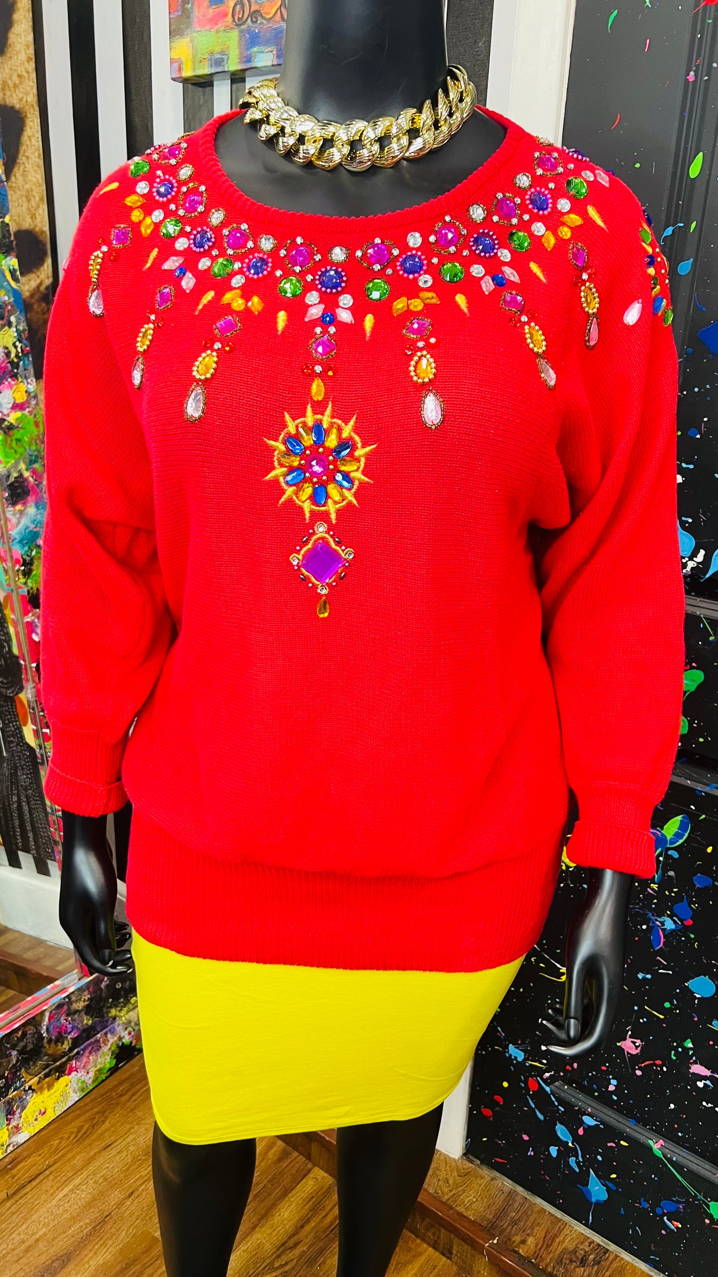 Vintage Red Jewel Sweater (22)