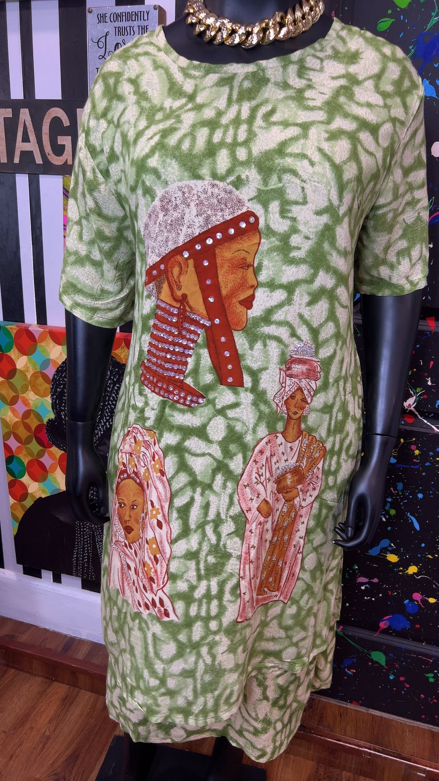 Vintage Traditional African Sequin Layered Dress- Deadstock New w/ Tags (16/18)