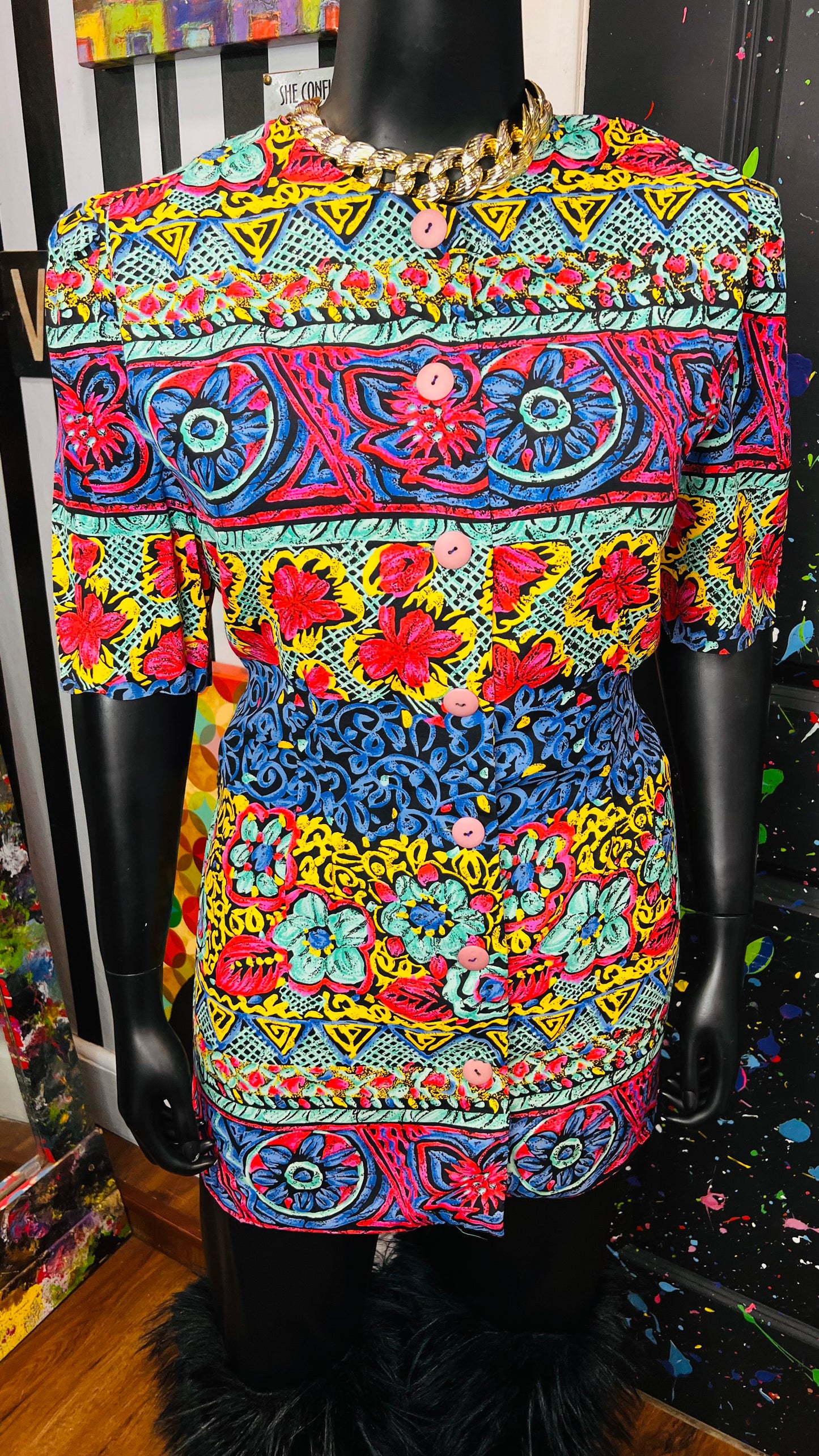 Vintage Abstract Blazer Blouse (16)