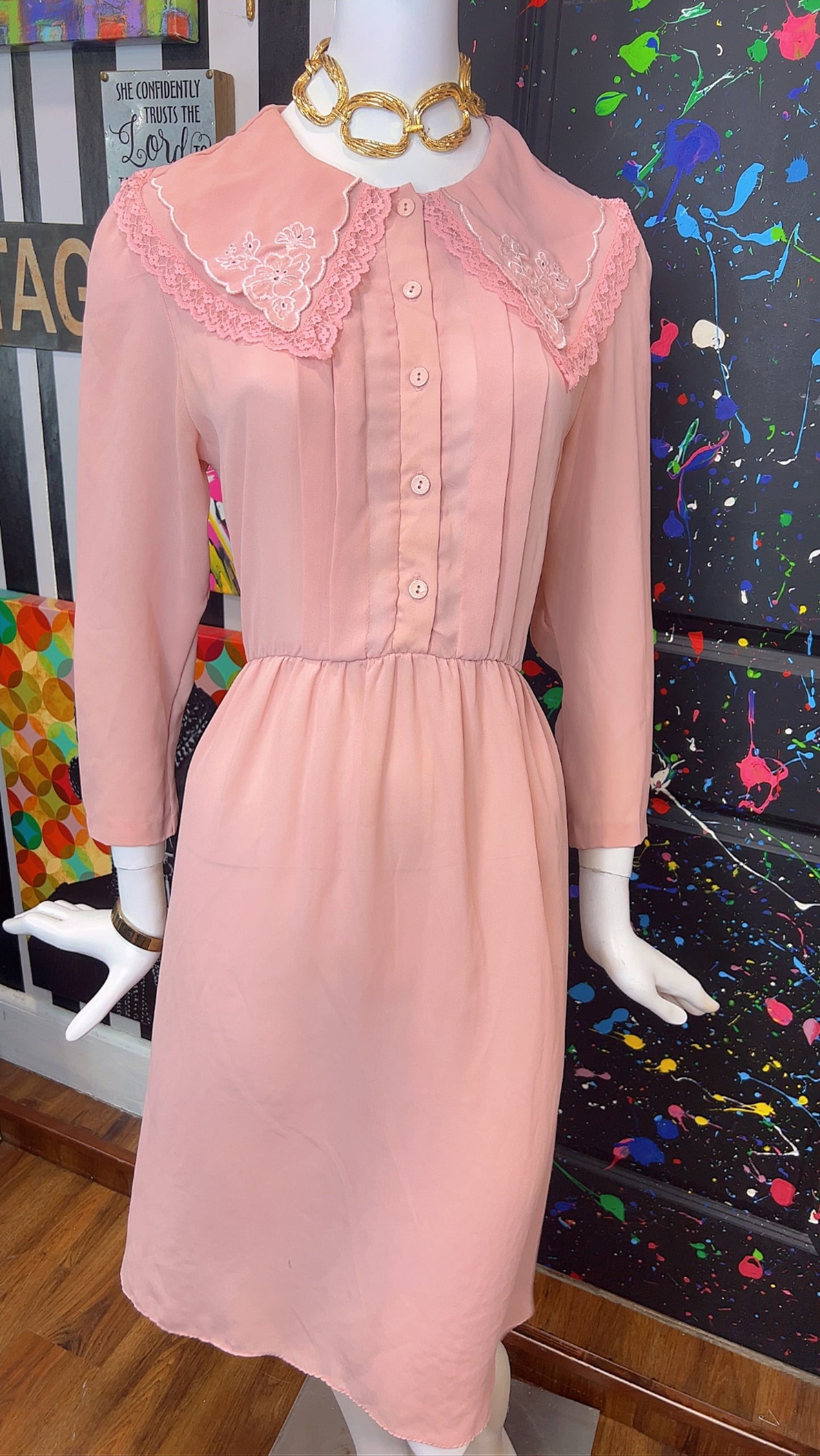 Vintage Blush Pink Dress (14)