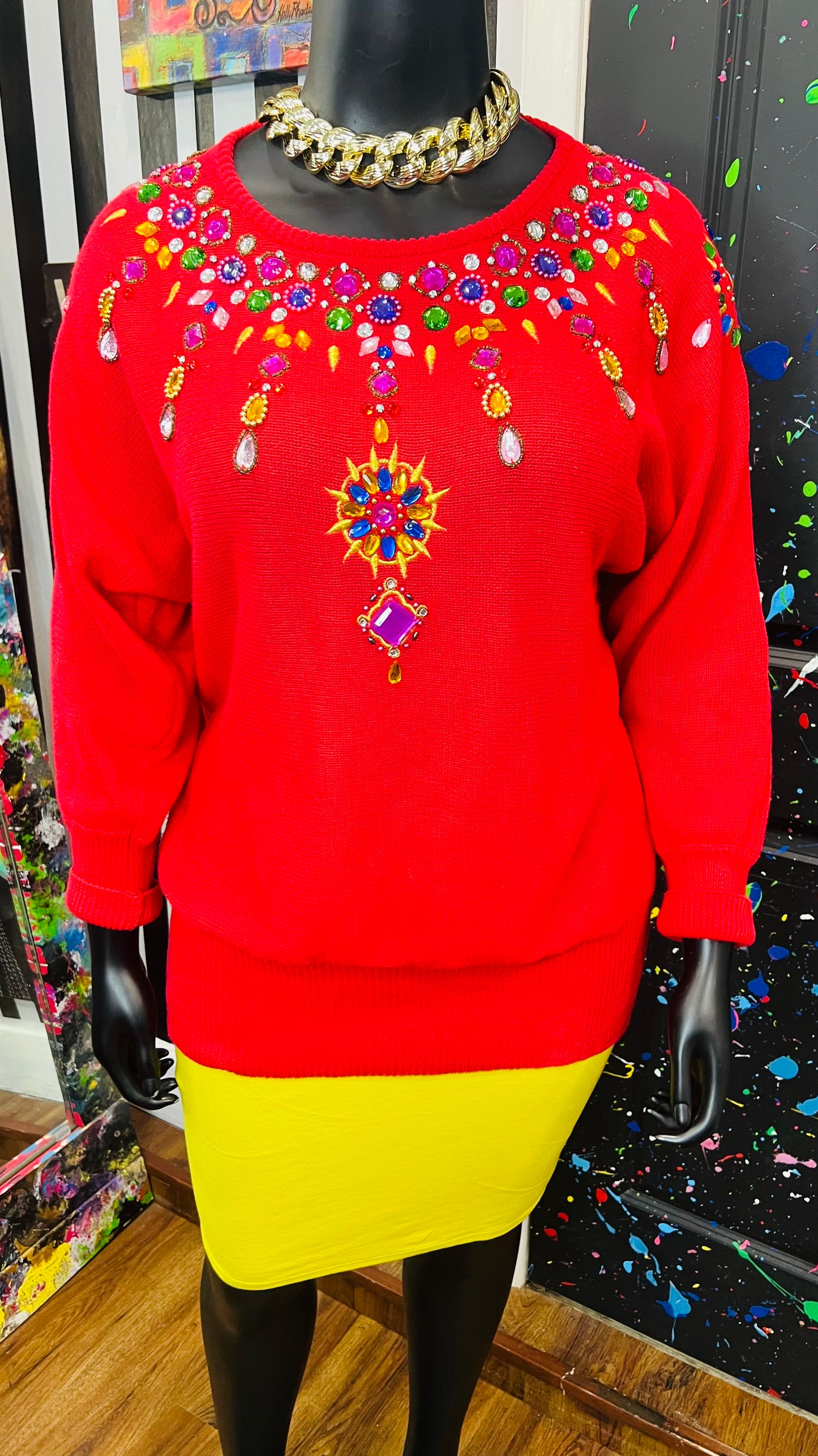 Vintage Red Jewel Sweater (22)