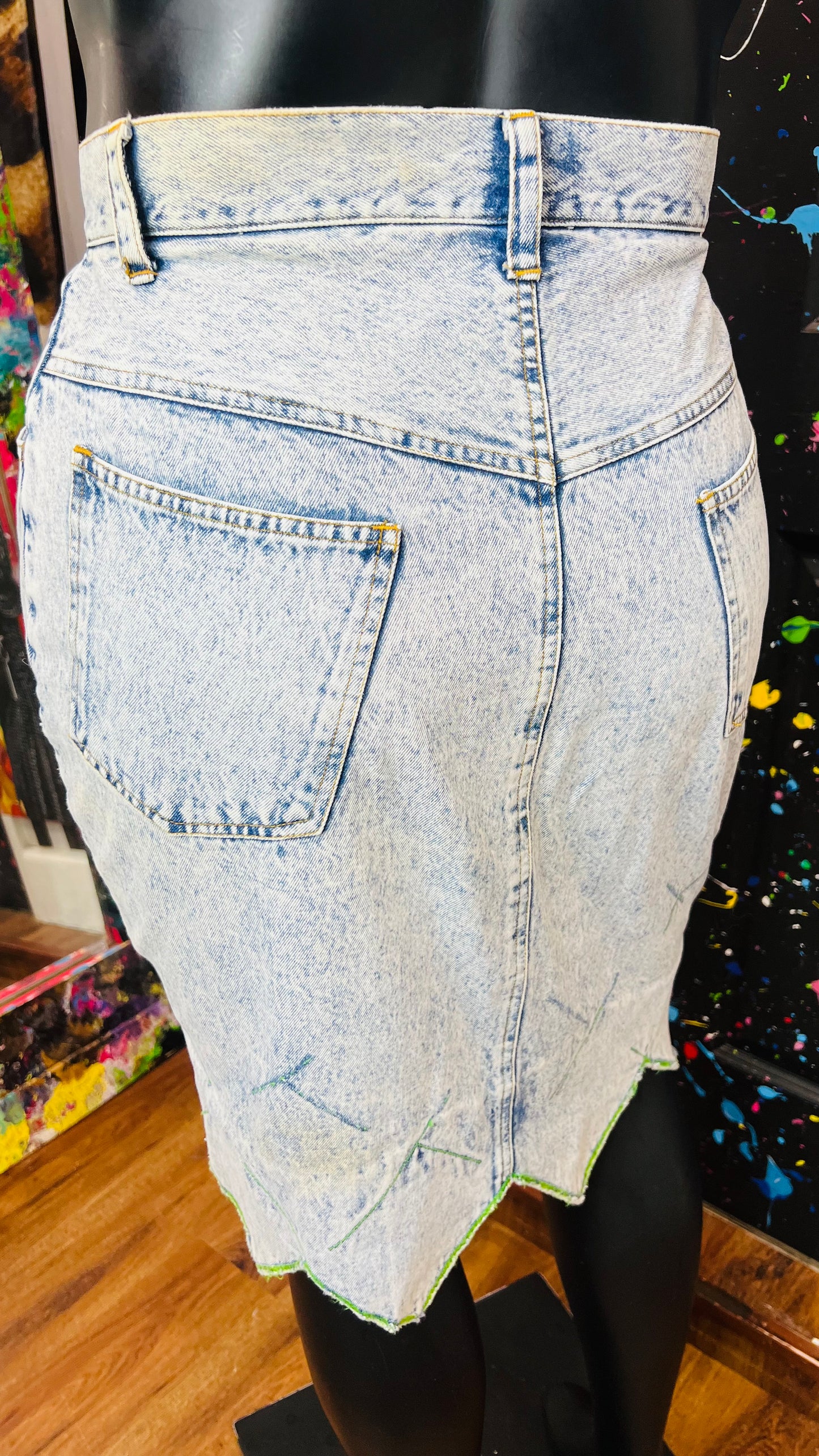 Vintage Denim Floral Skirt (18)