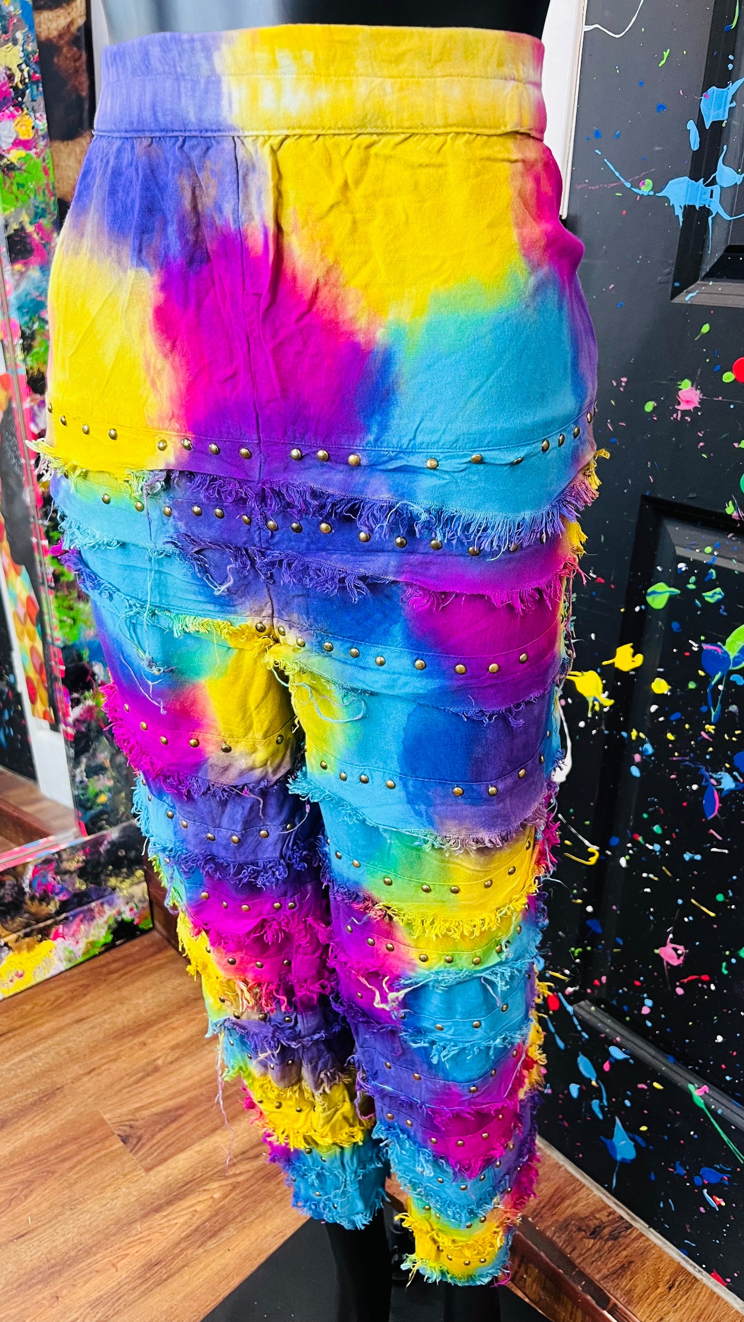 Vintage Rayon Rainbow Studded Pants (12)