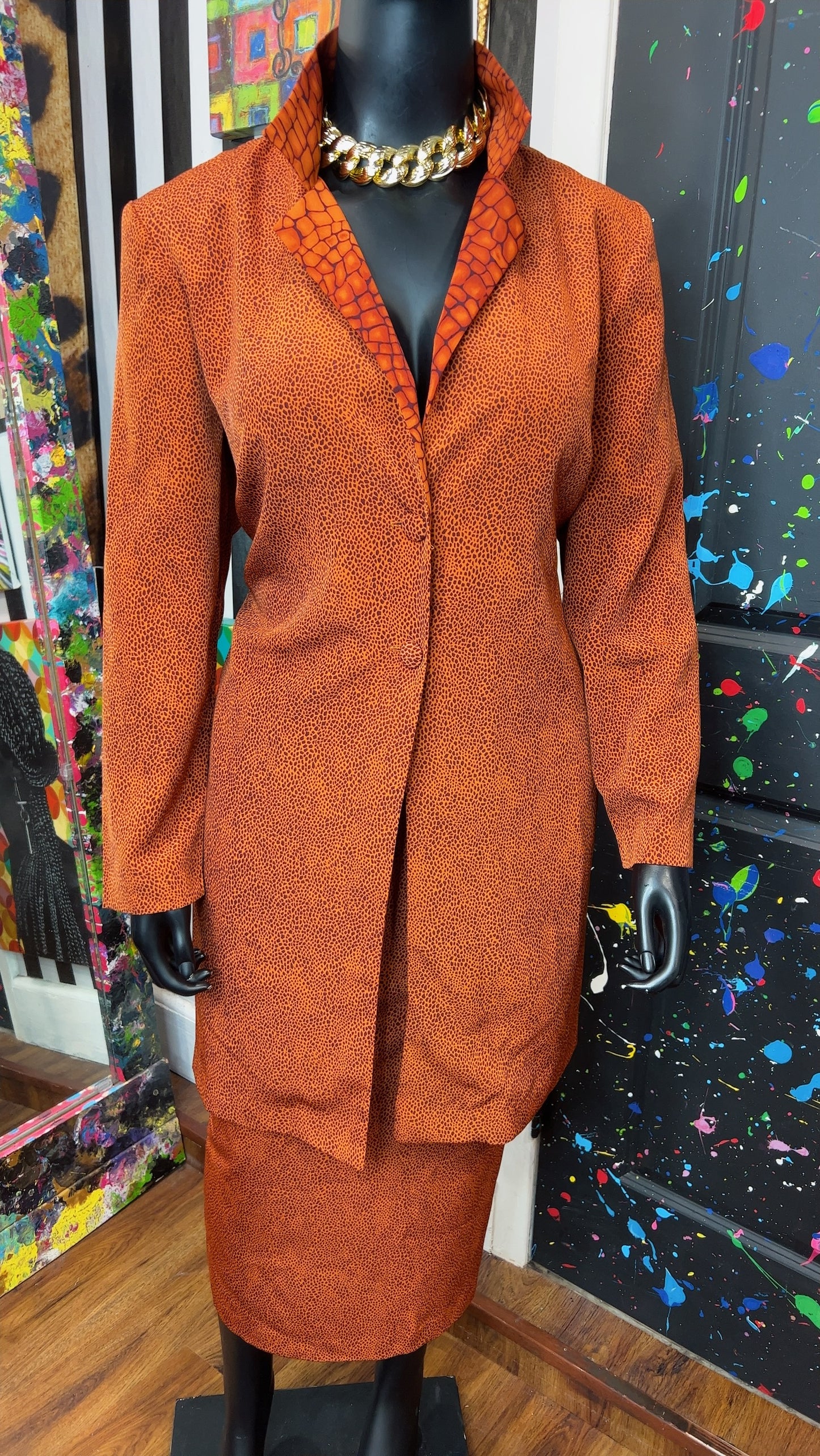 Vintage Animal Print Long Duster & Skirt (22W)