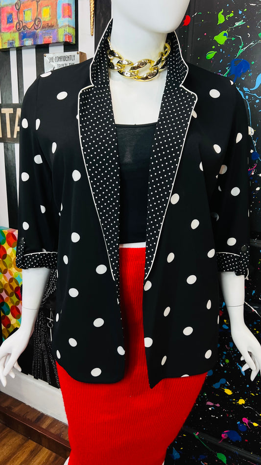 Vintage Black & White Polka Dot Blazer (18/20)