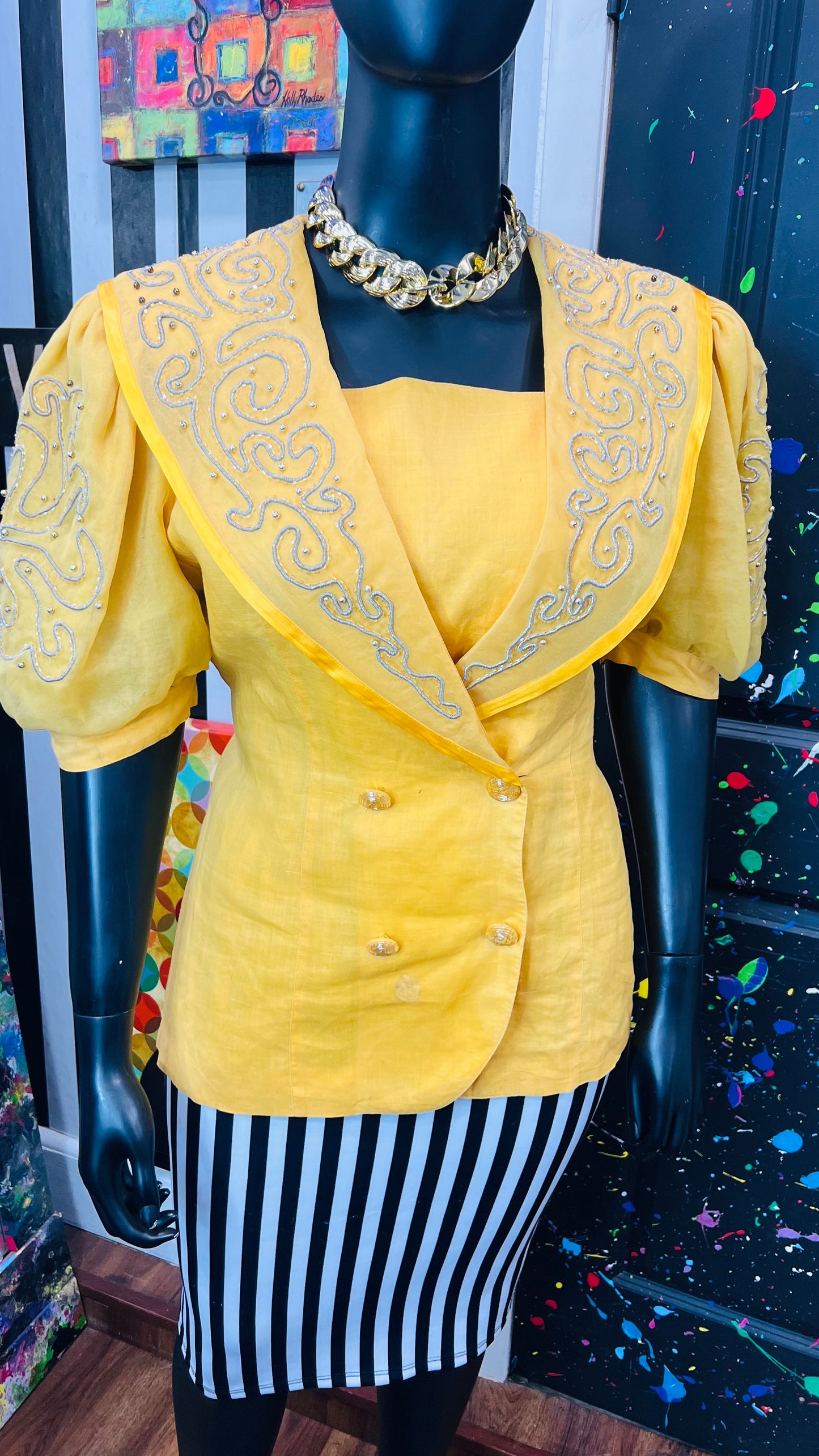 Vintage Yellow & Beaded Blouse (16)