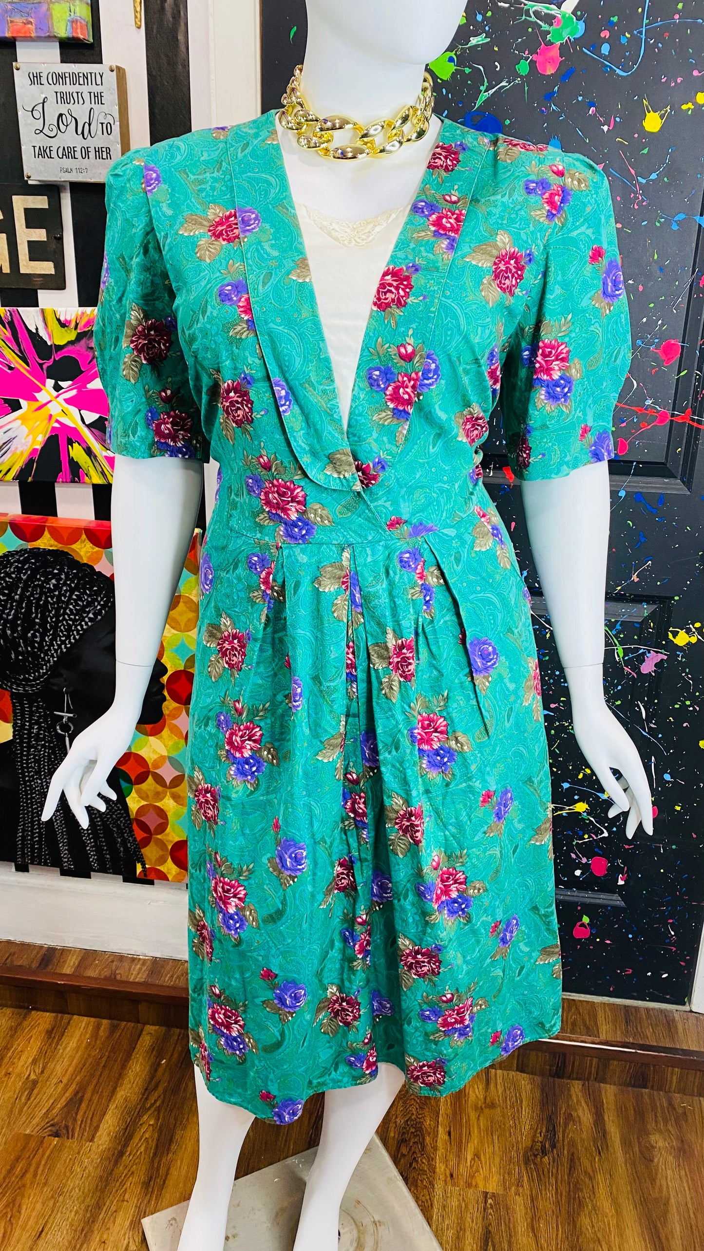 Vintage Floral Dress (22W)