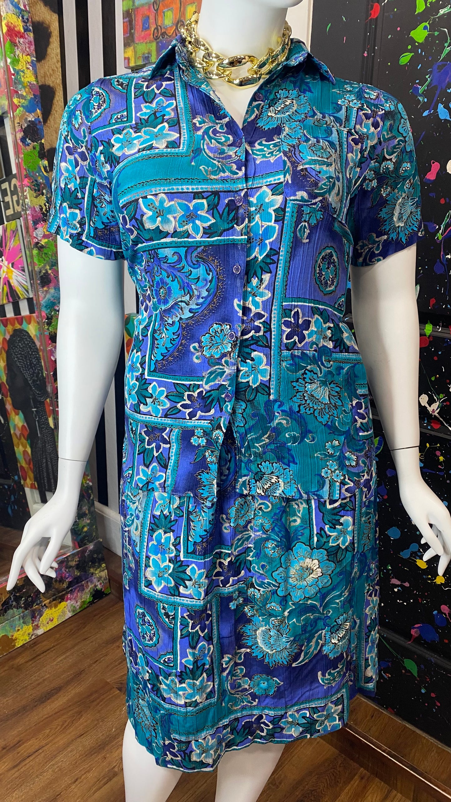 Vintage Abstact Rayon Skirt Set (12)