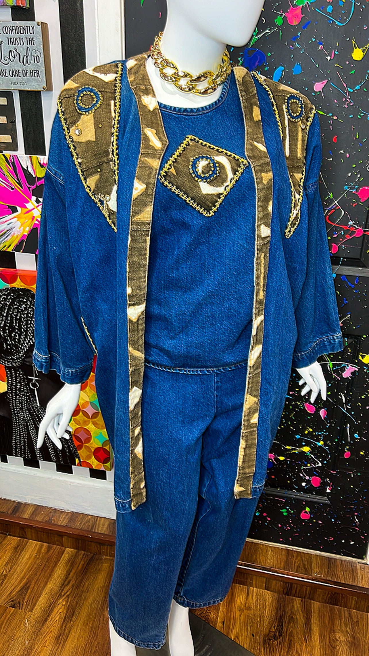 Vintage Denim Pants Set & Duster (20)
