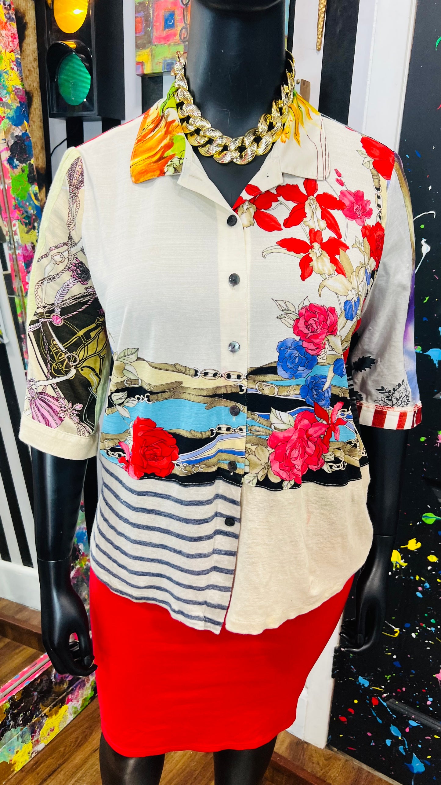 Vintage Mix Print Rayon Blouse (18)