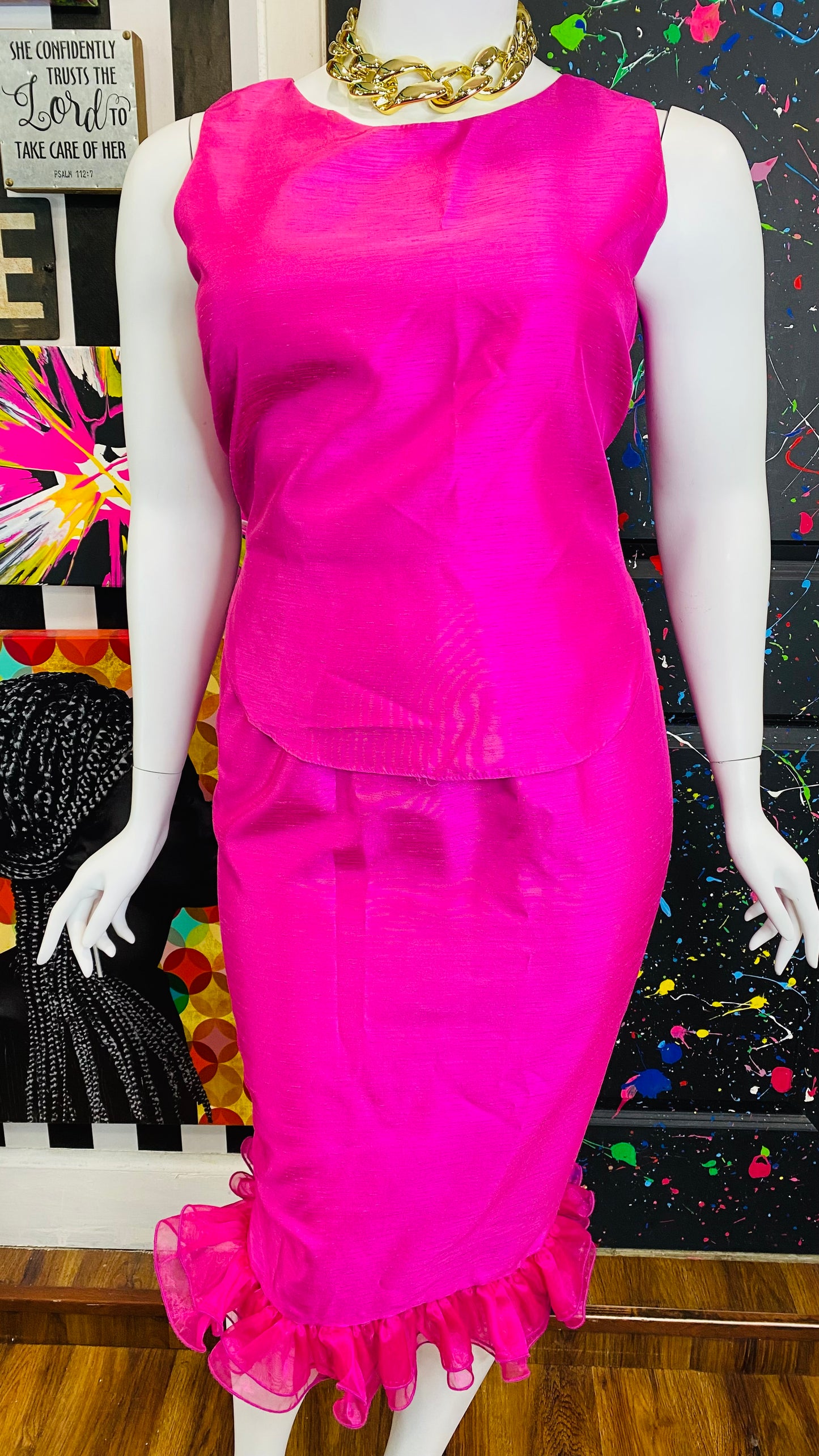 Vintage Pink Skirt, Blouse & Blazer Set (14/16)