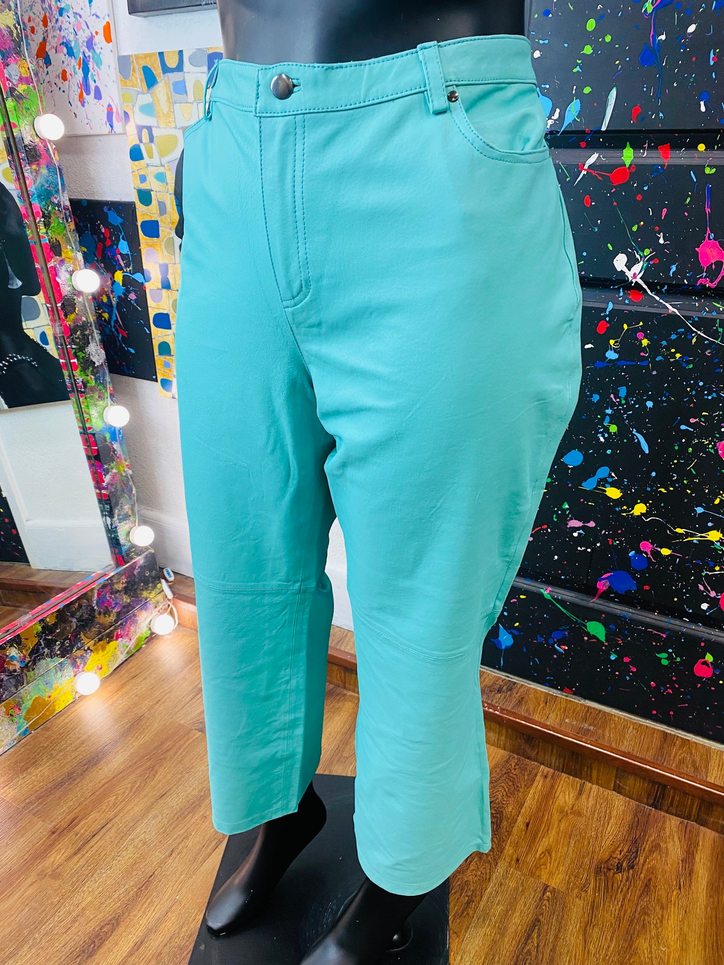 Vintage Lite Green Leather Pants