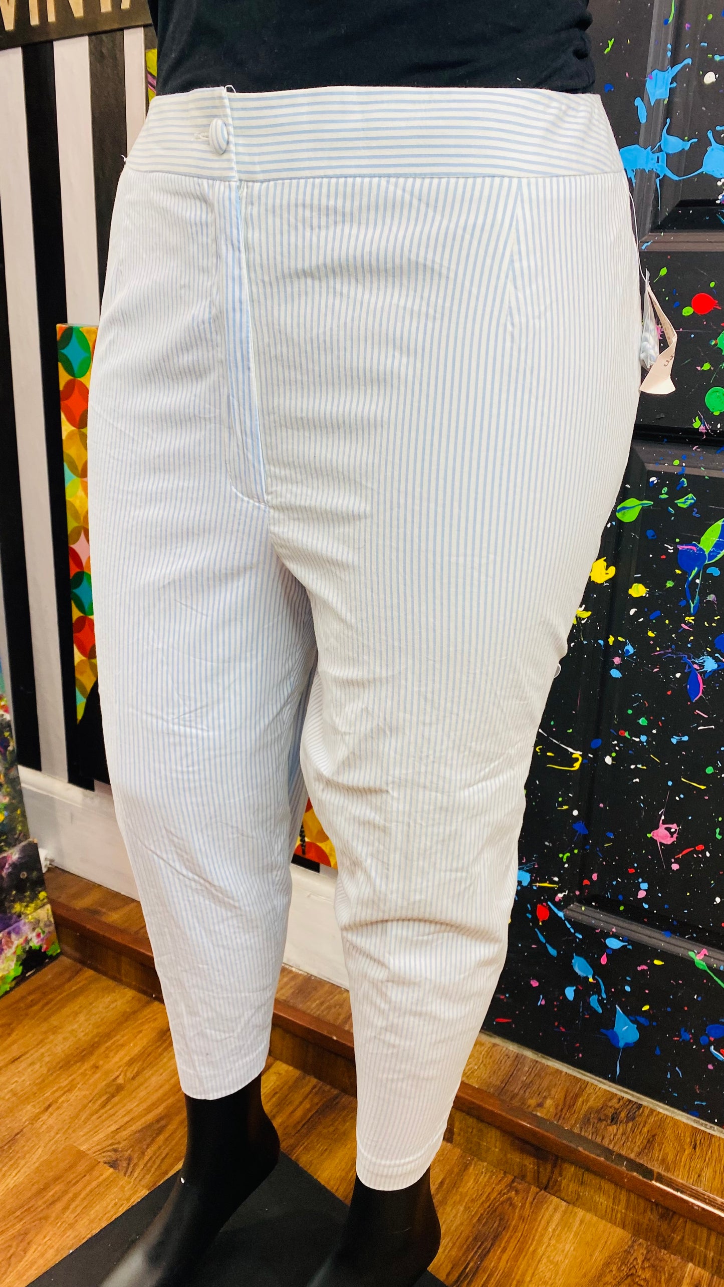 Vintage Striped Blue & White Capri Set (22W)