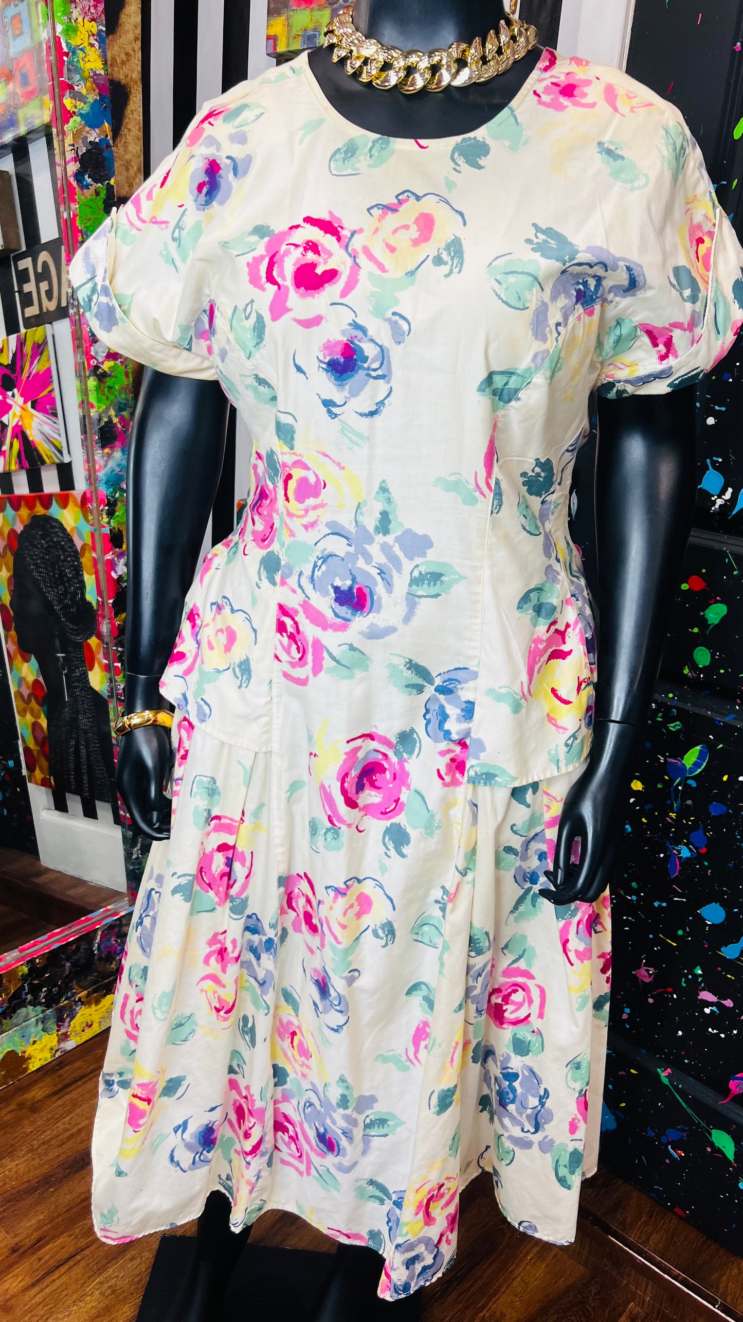 Vintage Floral Print Dress (18W)