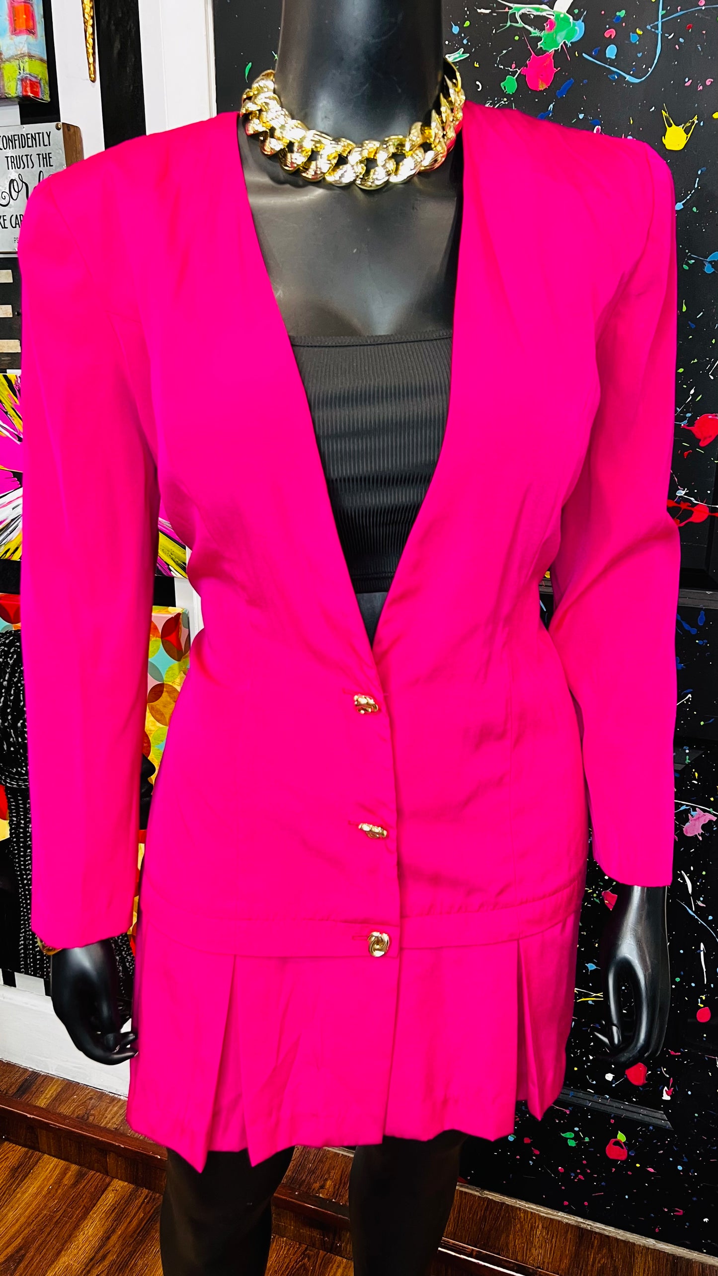 Vintage Pink Pleated Bottom Dress (15/16)