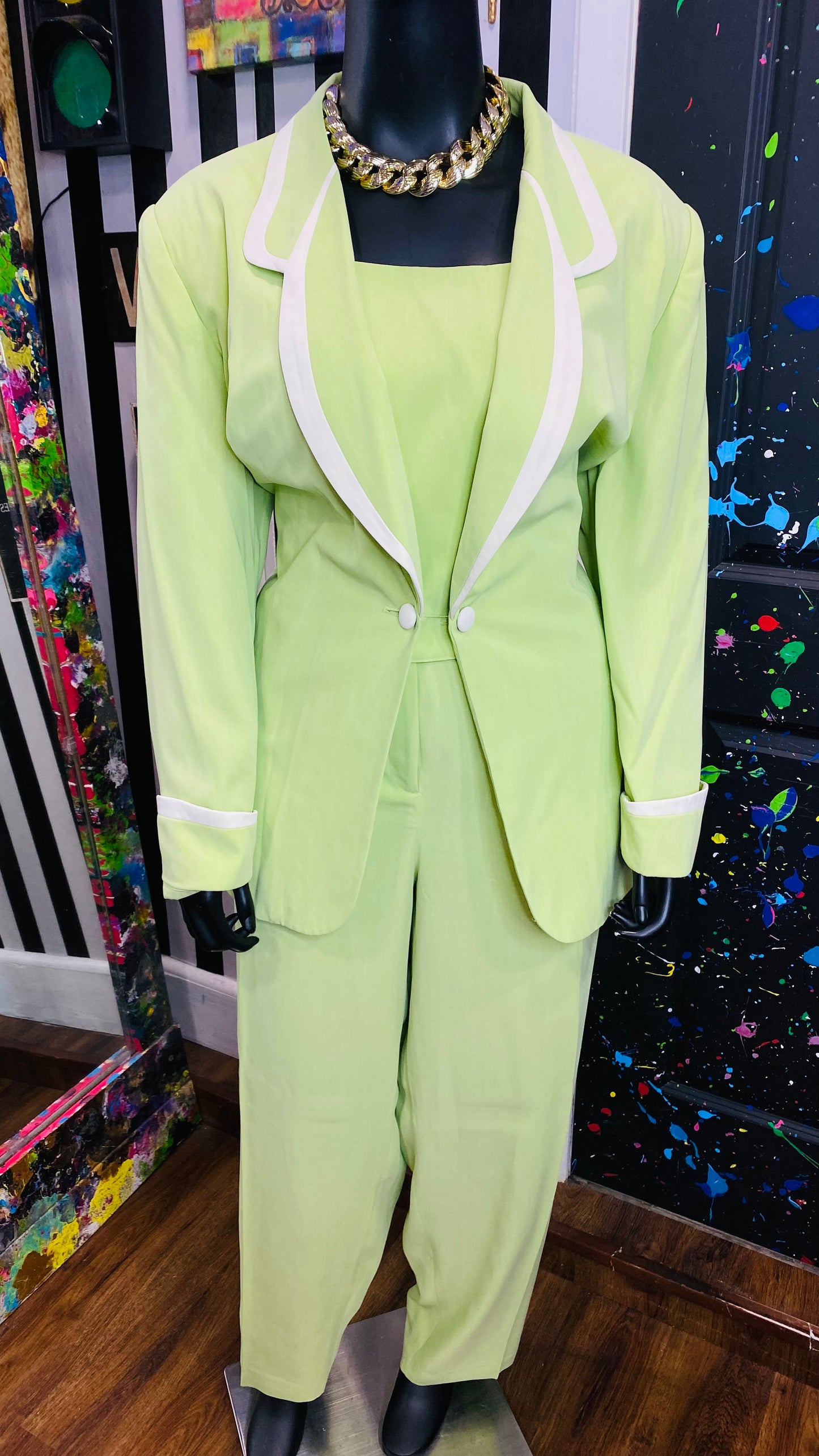 Vintage Soft Green w/ White Trim 3 Piece Set (24)
