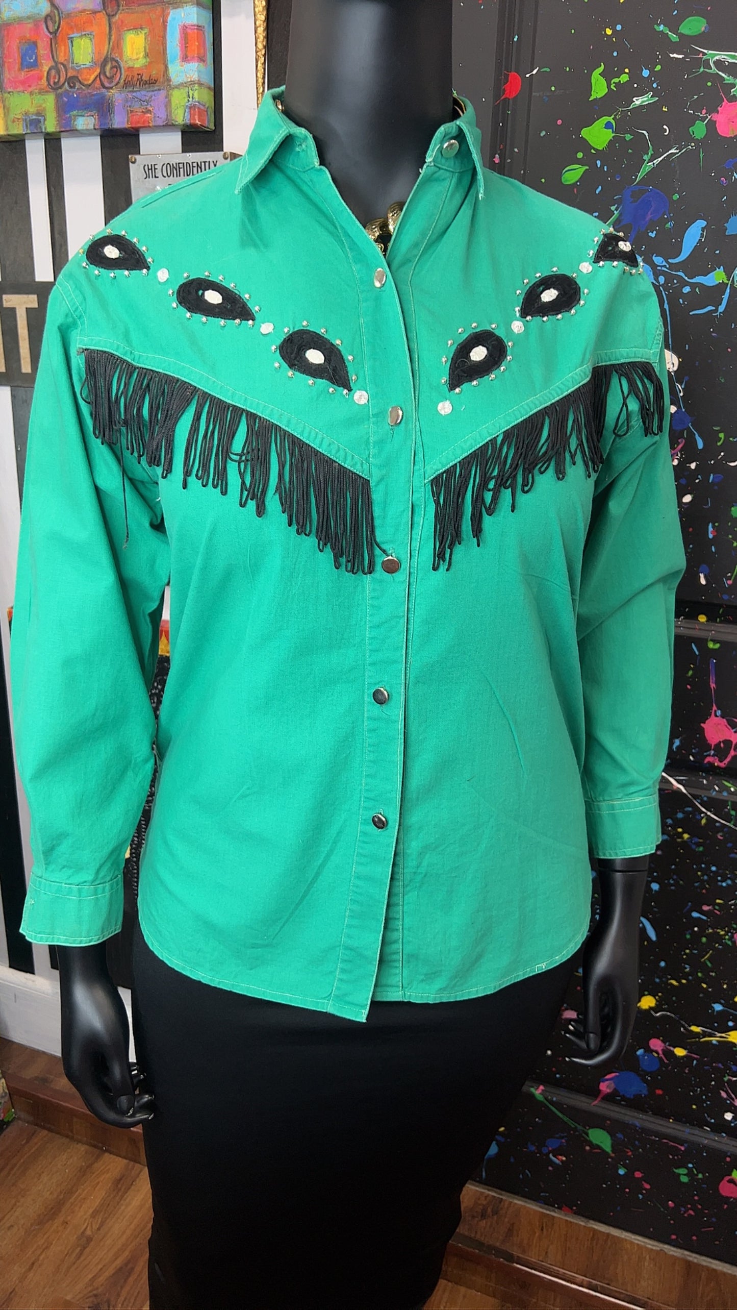Vintage Western Fringe & Jewel Blouse (12)