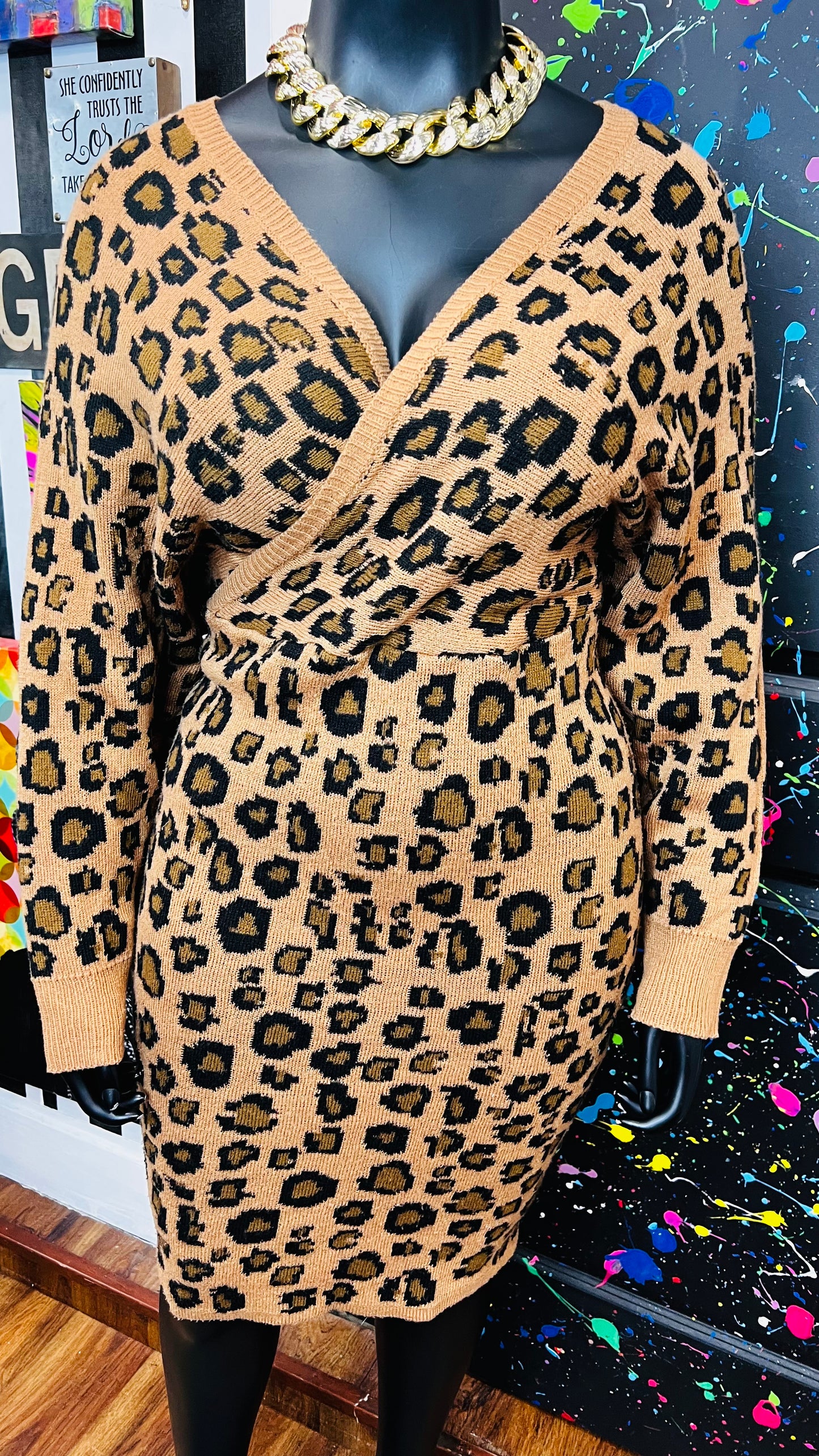 Vintage Inspired Knit Cheetah Dress (20)
