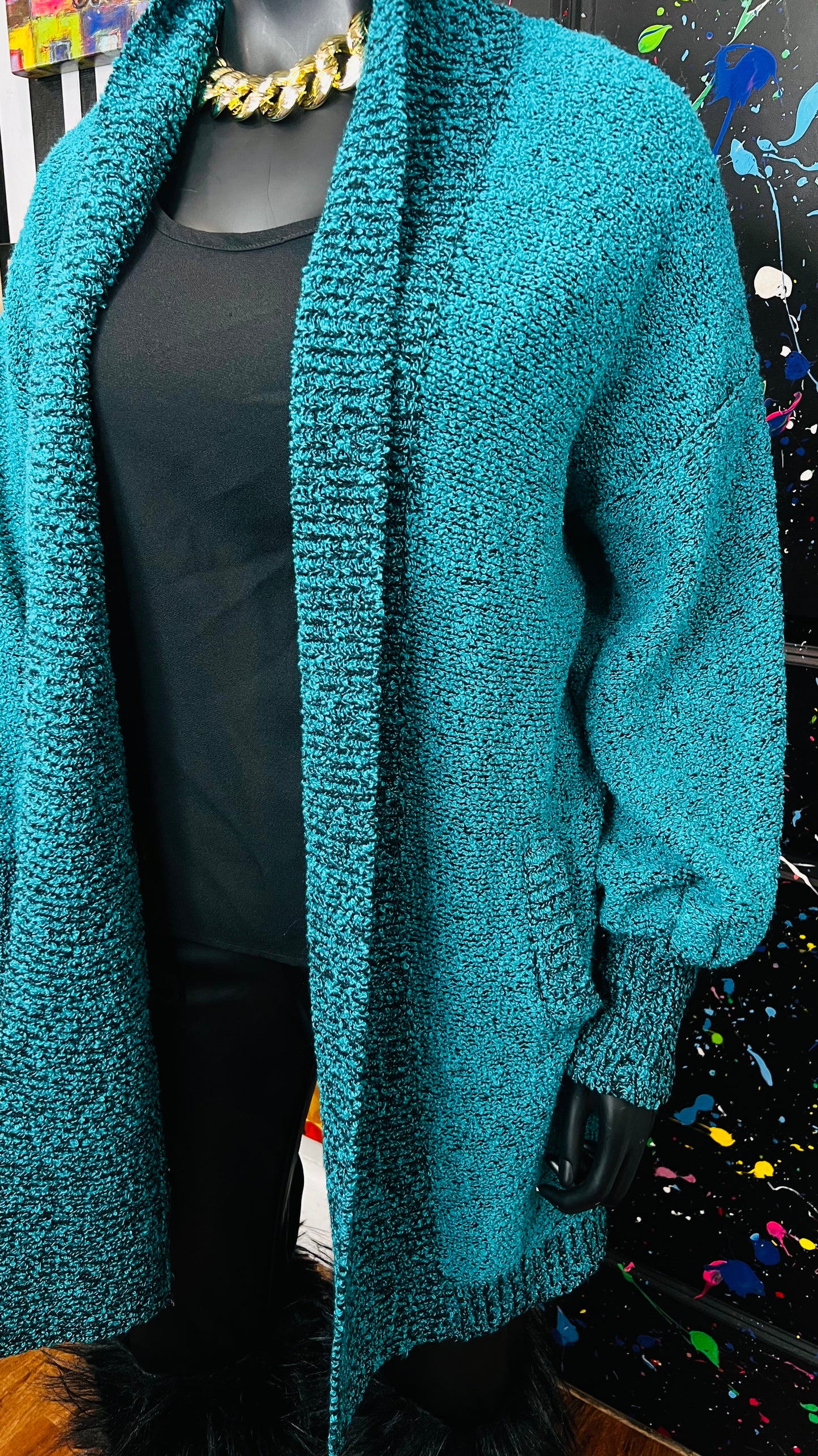 Vintage Comfy Cardigan - Teal (OS)
