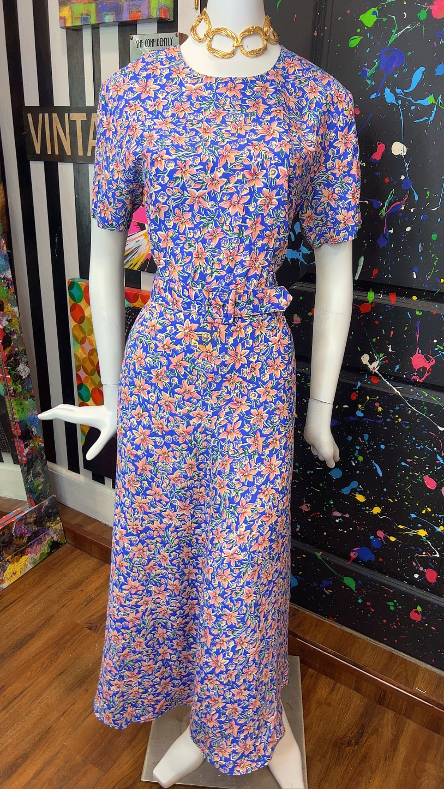 Vintage Floral Dress w/ Belt (14)