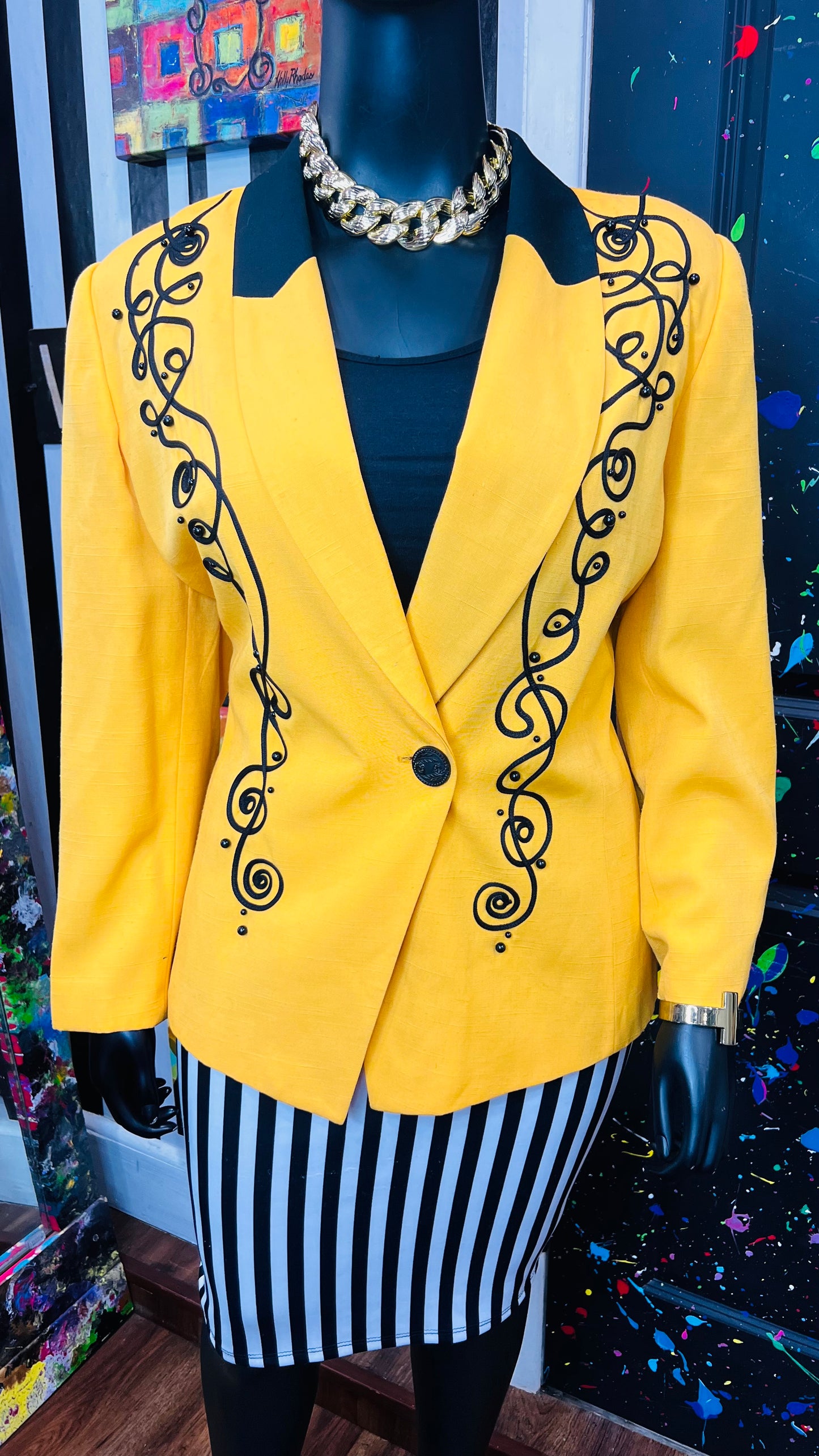 Vintage Yellow & Black Blazer (22)