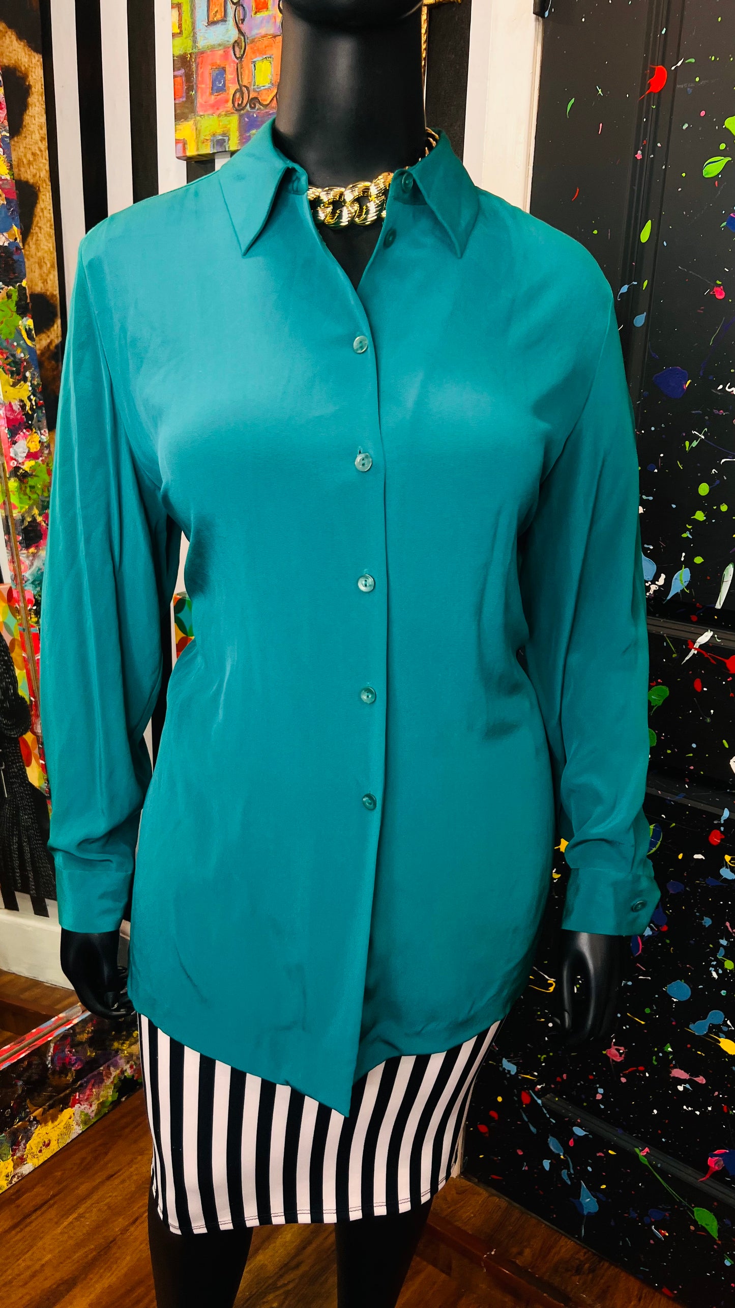 Vintage Teal Blouse (16)