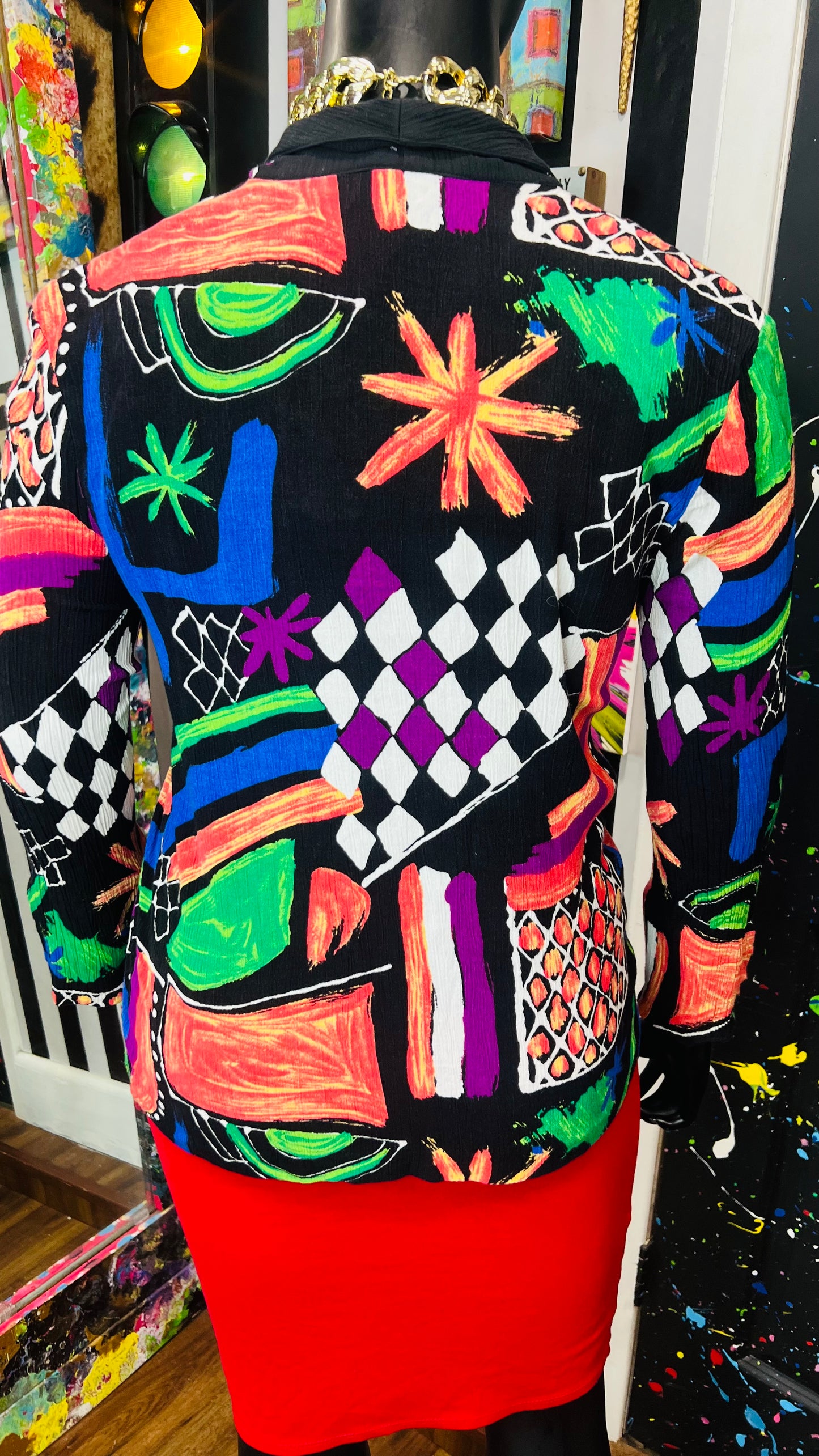 Vintage Rayon Abstract Light Blazer (12/14)