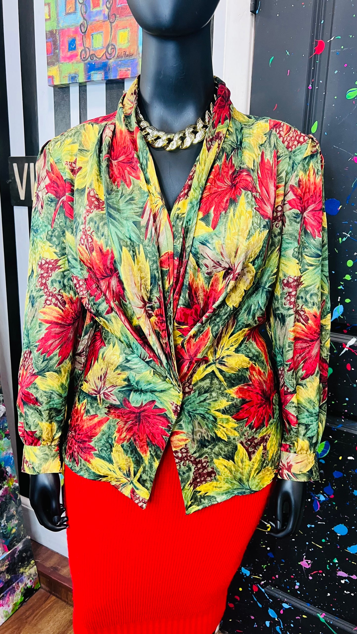 Vintage Floral Two Button Blazer (18W)