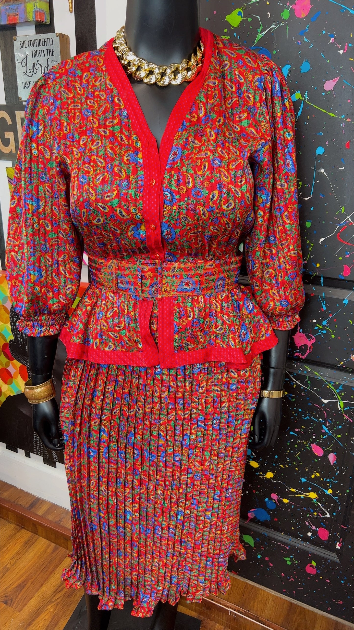 Vintage Diane Freis Skirt Set w/ Belt (14)