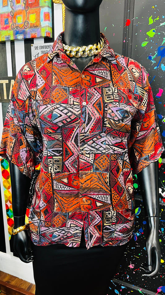 Vintage Rayon Abstract Blouse (22)