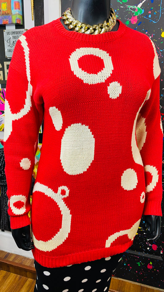 Vintage Red & White Circles Sweater (16)